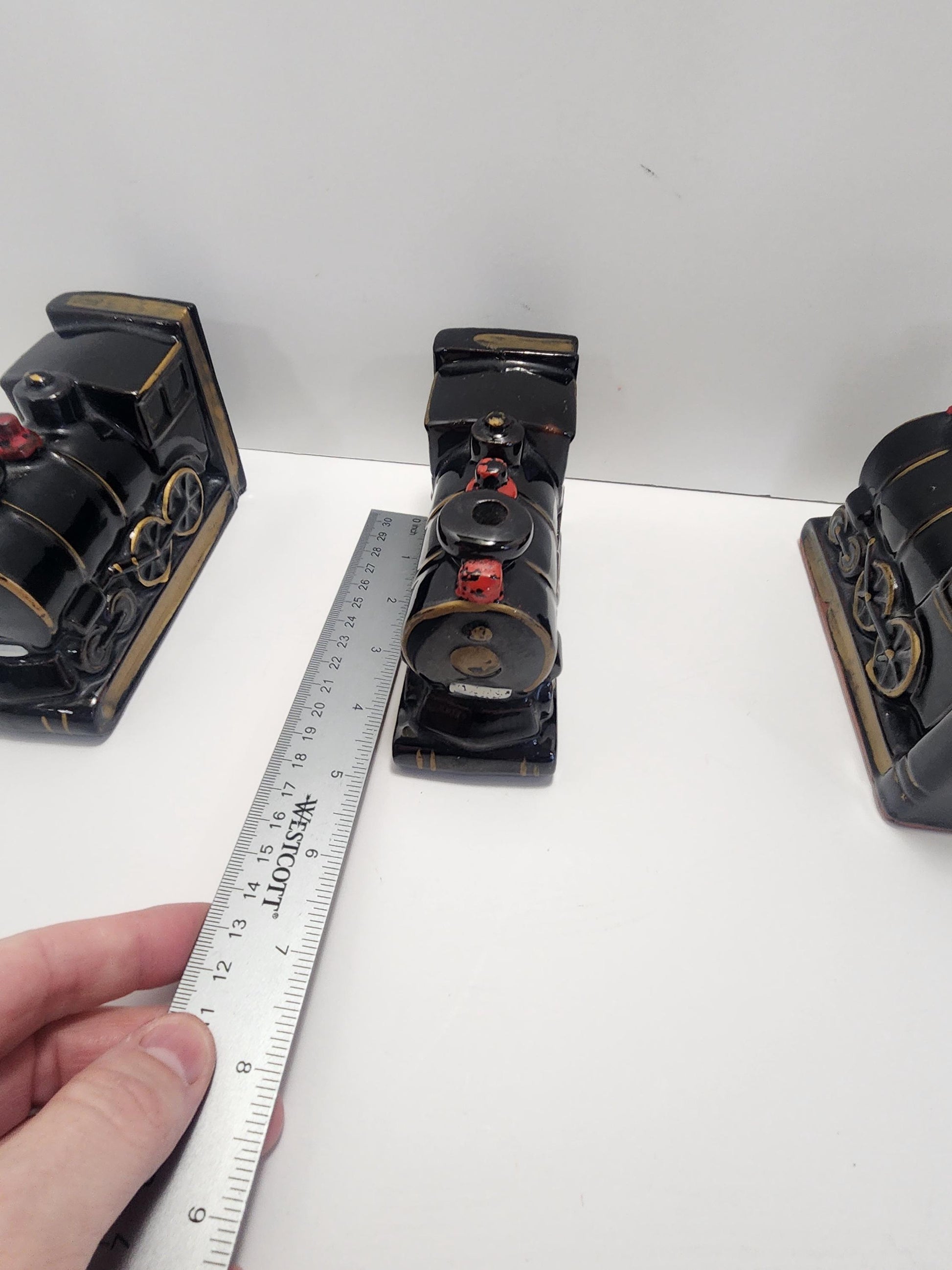 Train Bookends Lot of 3 - Bookends - Vintage Books - Vintage Bookends - Trains - Train Decor - Library - Library Decor