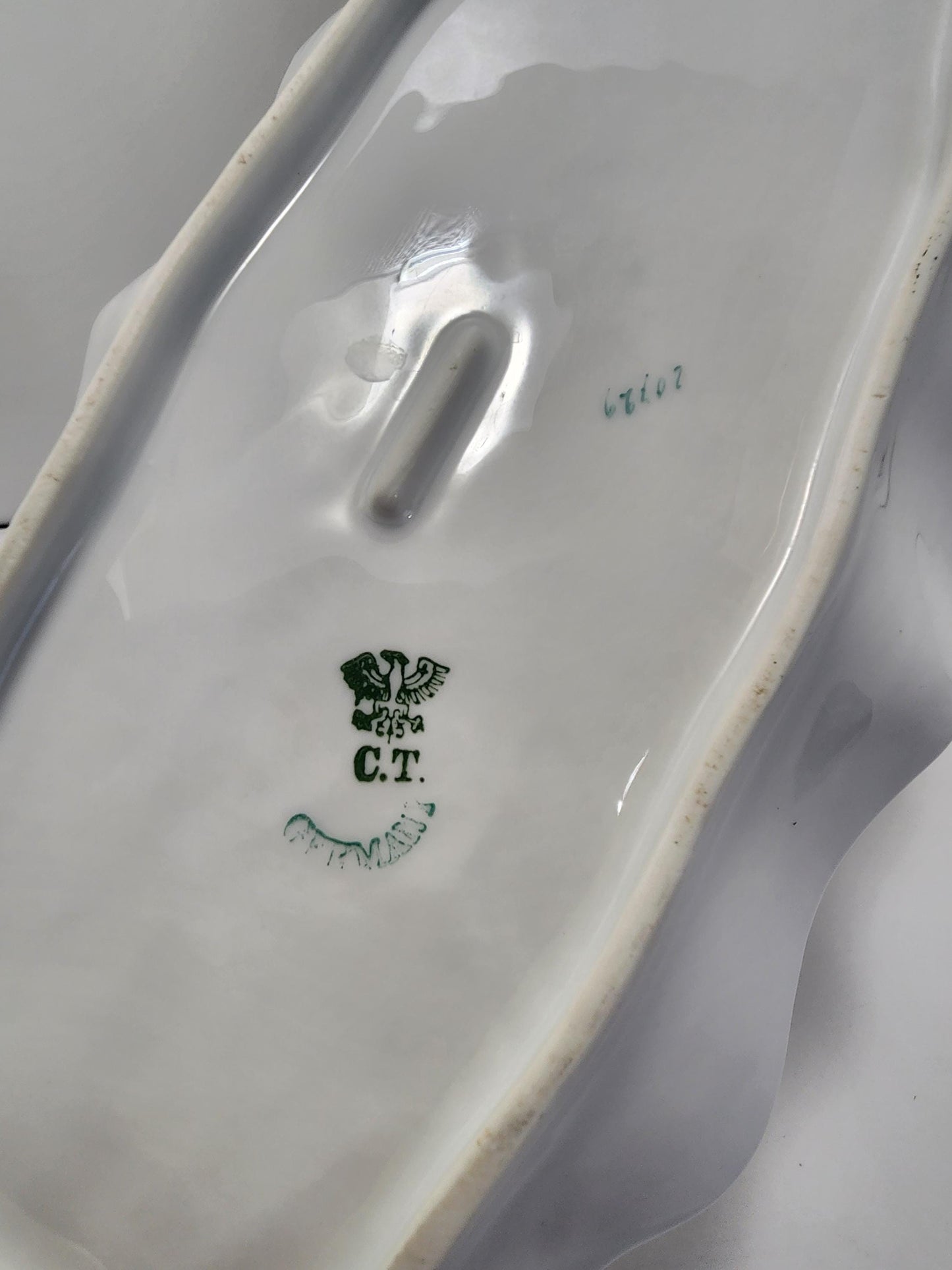 Carl Tielsch 12" Vintage CT Germany Oval Serving Dish, Floral Gold Accents - Germany - Serving Trays - Germany Dinnerware - Vintage Kitchen