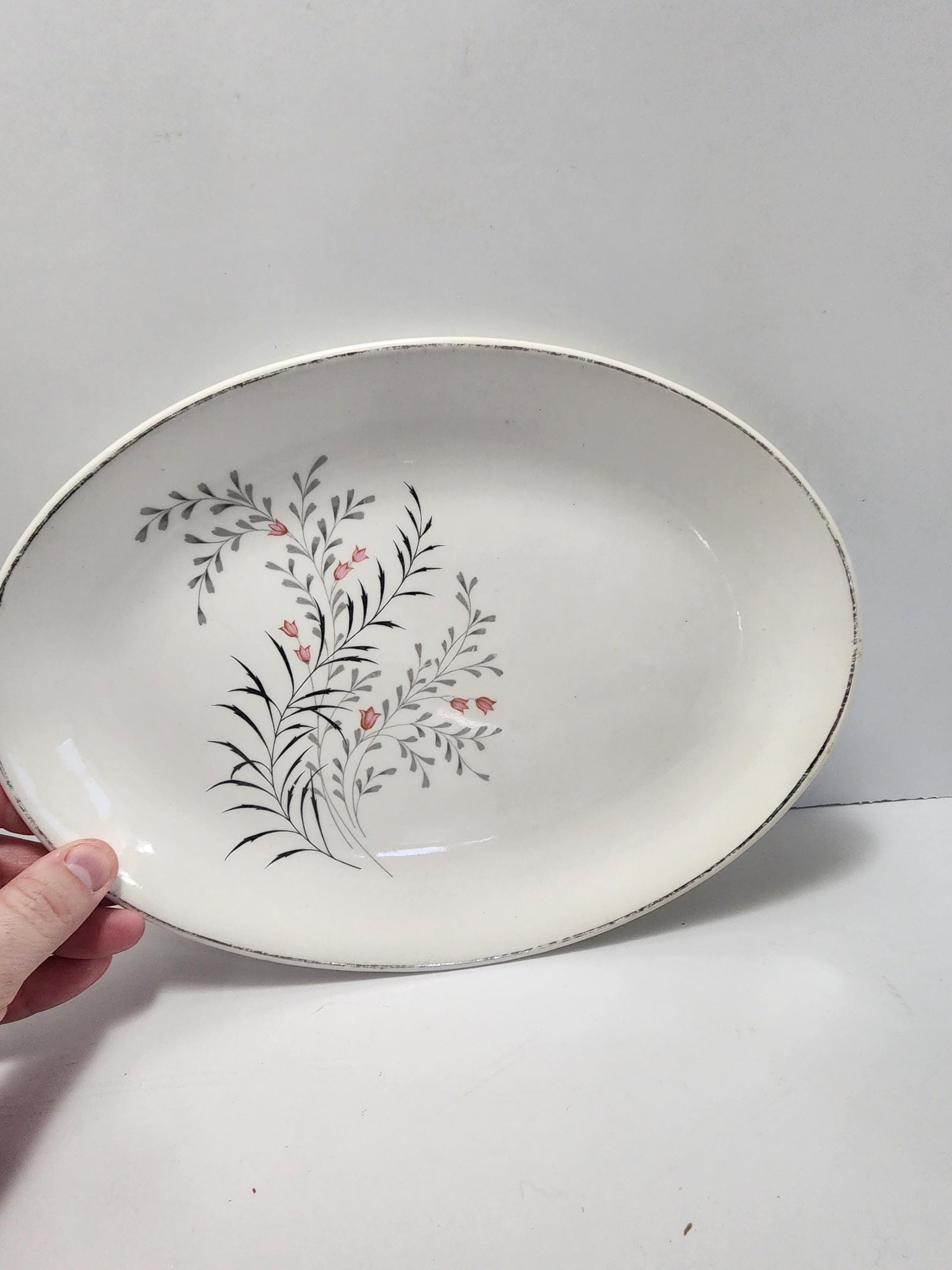 Oval Stoneware 1950s Kitchen Plate - Stoneware - Oval Plates - Serving Plate - Antique Kitchen - Kitchen - Plates
