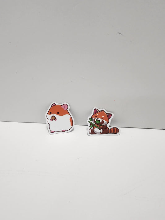 Cute Eatting Animal Stickers - Mice - Stickers - Animals - Chunky Animals - Fat Animals - Animal Stickers - Red Panda