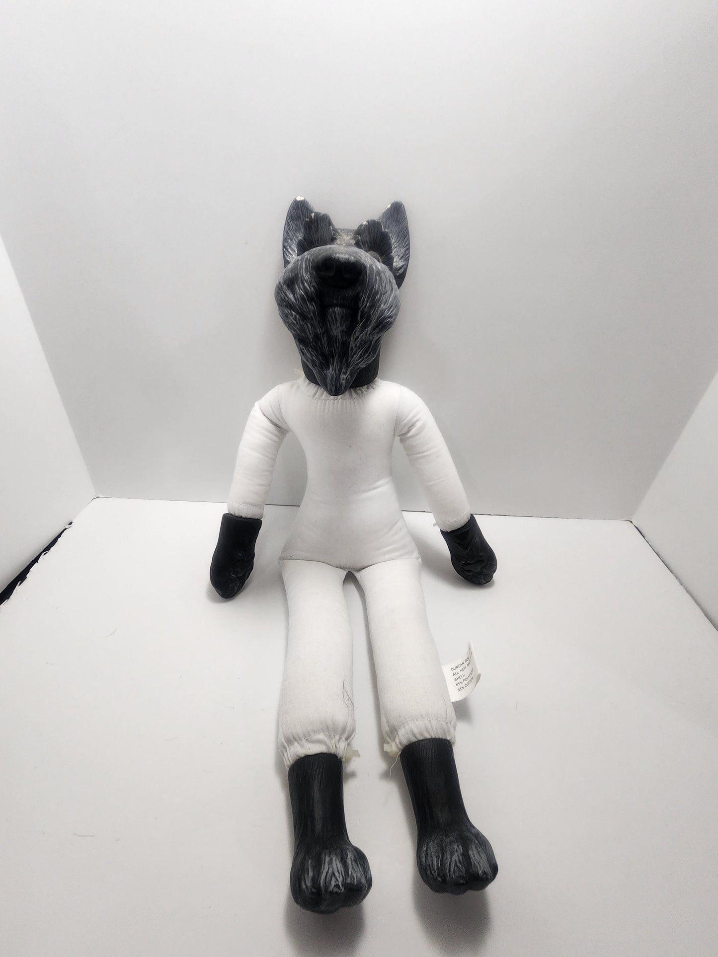 14" Craft and Hobby Wang's Just For Keeps Plush Dog with Porcelain Hands and Feet - Vintage Plush - Dogs - Porcelain - Porcelain Figures