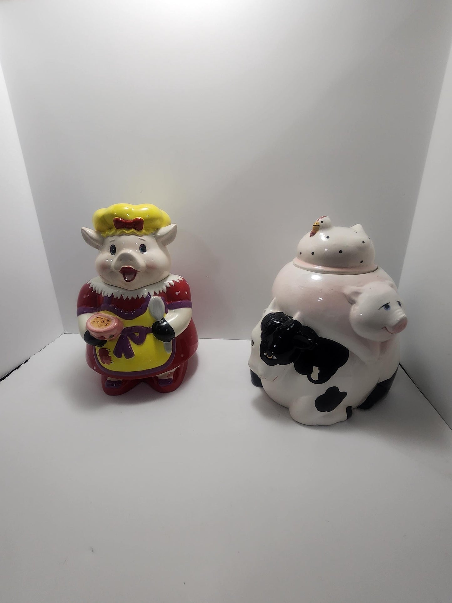 Ceramic 1980s Cookie Jars - Pigs - Chickens - Cows - Farm - Farm Decor - Kitchen - Kitchen Decor - Cookie Jars - Kitchen Decor - 1980s