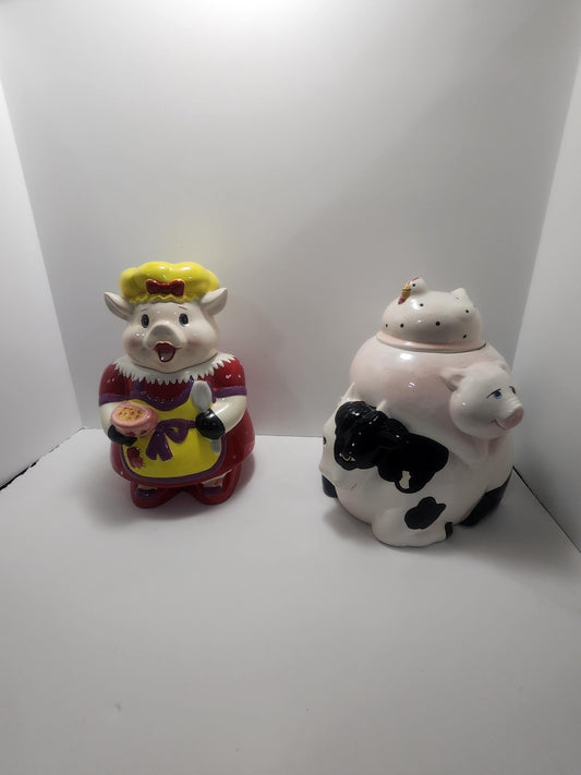 Ceramic 1980s Cookie Jars - Pigs - Chickens - Cows - Farm - Farm Decor - Kitchen - Kitchen Decor - Cookie Jars - Kitchen Decor - 1980s