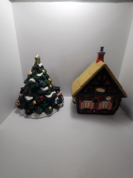 Ceramic Vintage 1980s Christmas Cookie Jars - Christmas - Vintage Christmas - Cookie Jars - Kitchen - Cookies - Gingerbread House - Christma
