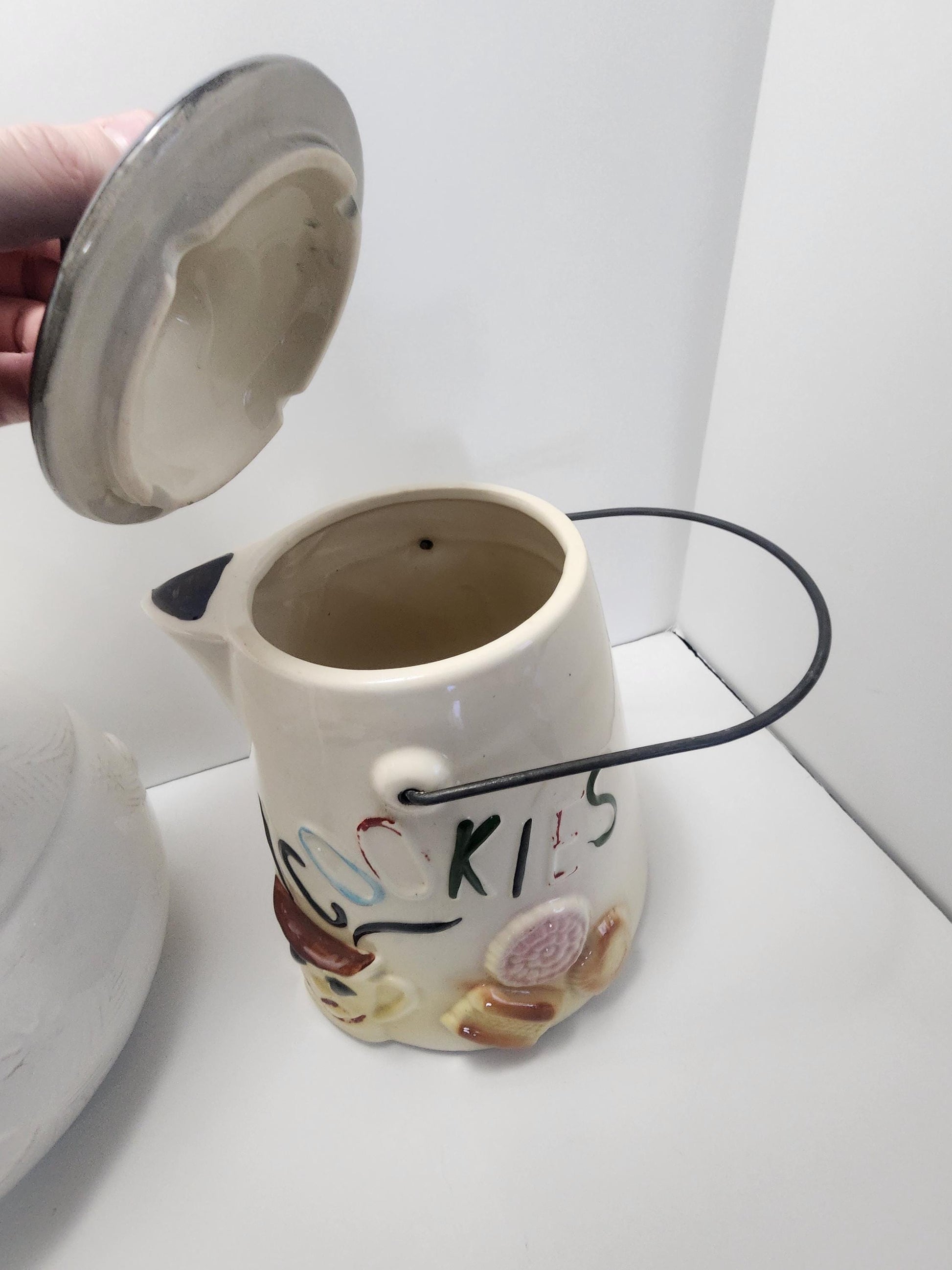 Vintage 1980s Woolrich and Bisque Ceramic Cookie Jars - Cookies - Cookie Jars - Bisque - Woolrich - Unicorn - Horses - Kitchen - Baking