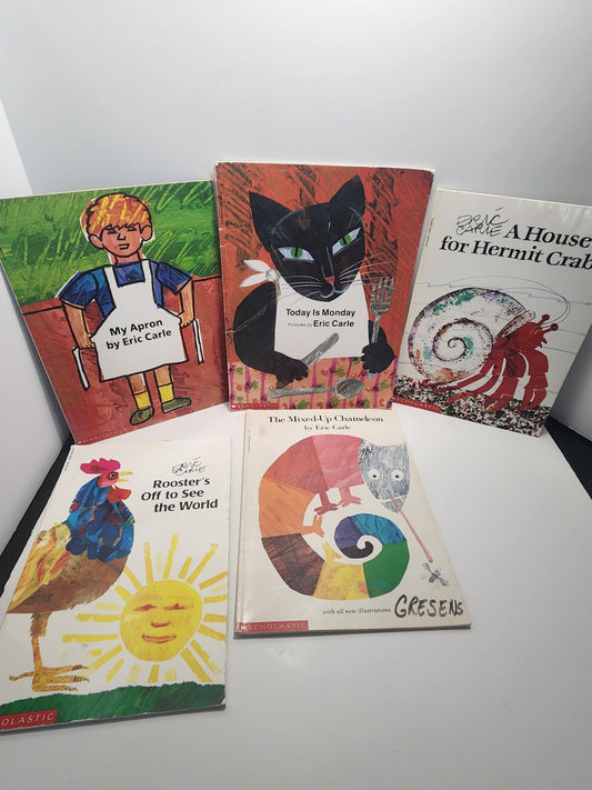 1989 Eric Carle Children's Books Lot Of 5 - Eric Carle - Roosters Off To See The World - Eric Carle Books - Children's Books