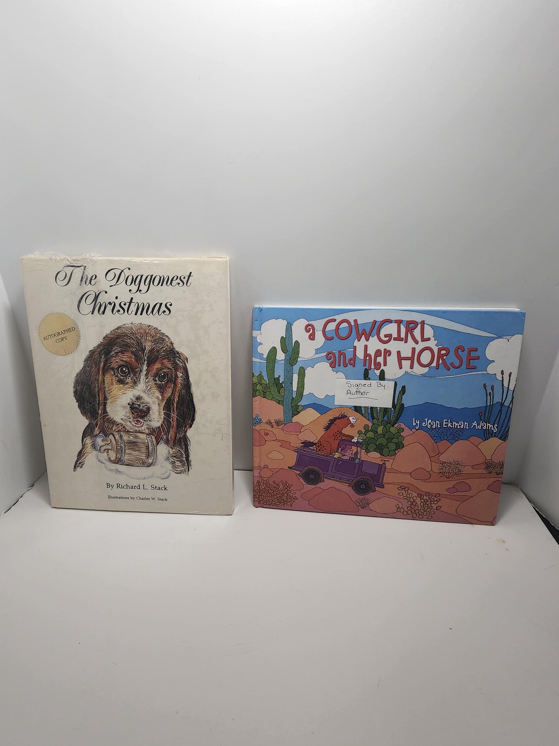Signed Children's Books Lot of 2 - A Cowgirl And Her Horse By Jean Adam's - The Doggonest Christmas By Richard Stack