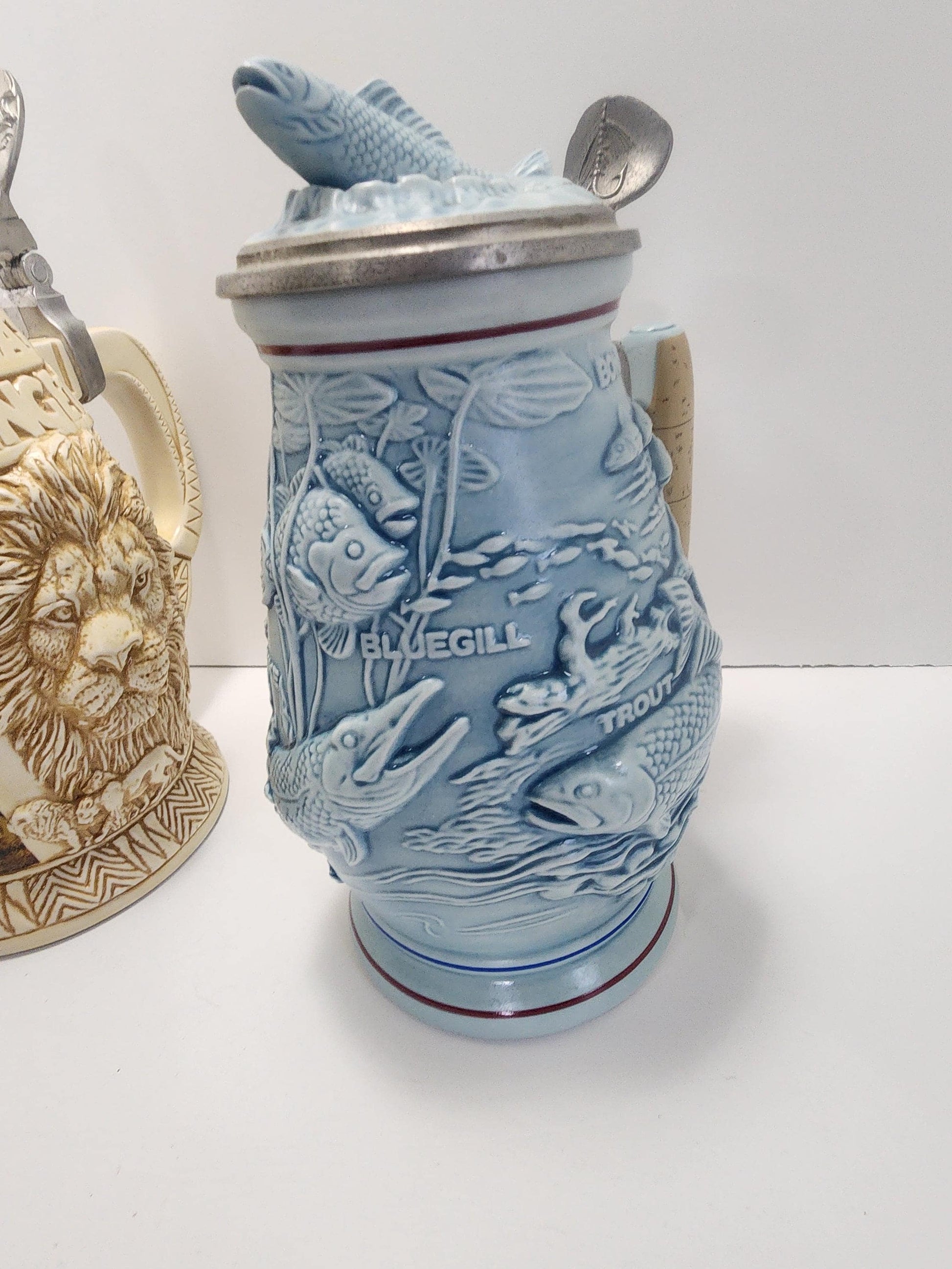 Avon Limited Edition 1990s Beer Steins - Beer - Beer Steins - Avon - Avon Steins - Vintage Steins - Safari - Africa - Fishing - Fishermen