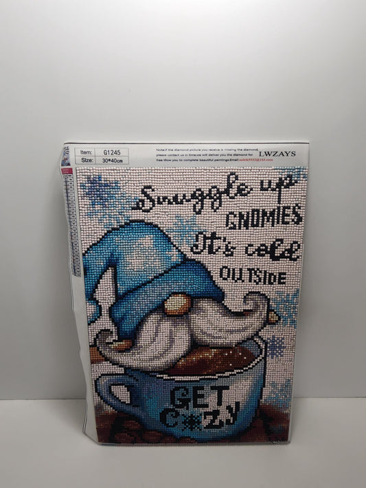 Snuggled Up Gnome Diamond Art - Diamonds - Diamond Art - Gnomes - Garden - Garden Decor - Art - Wall Decor - Pictures