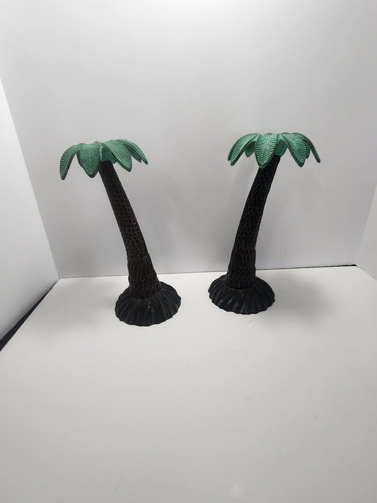 Palm Trees Set of 2 Iron Vintage 1980s Candle Holders - Palm Trees - Candles - Candle Holders - Tealights - Tealight Holders - Beach - Decor
