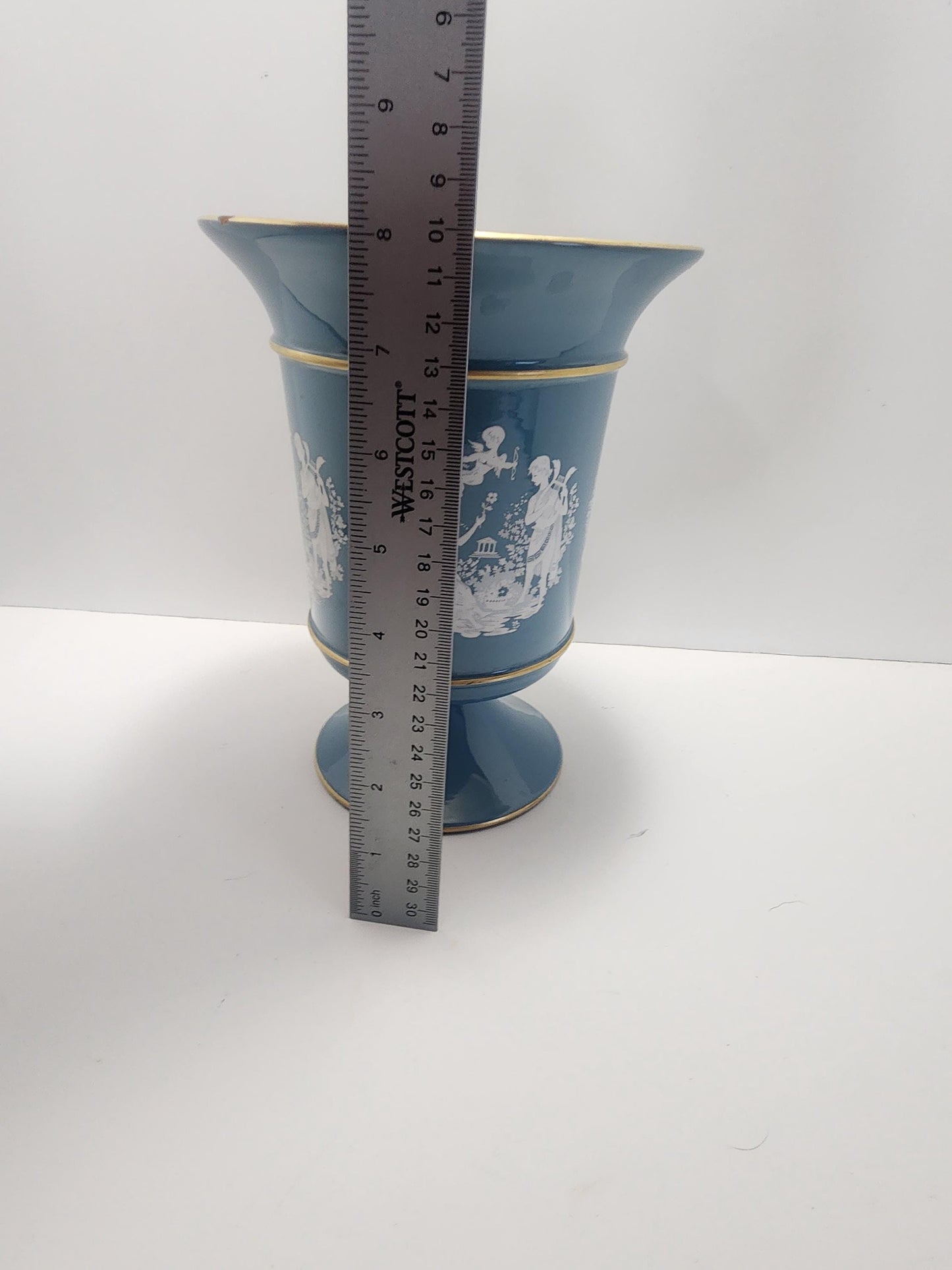 Italian Florentine Pottery Blue Vase - Vase - Pottery - Italian Pottery - Italian - Florentine - Florentine Pottery