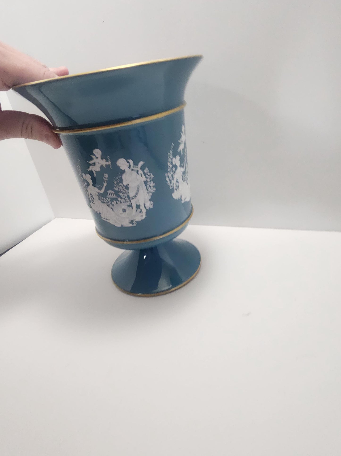 Italian Florentine Pottery Blue Vase - Vase - Pottery - Italian Pottery - Italian - Florentine - Florentine Pottery