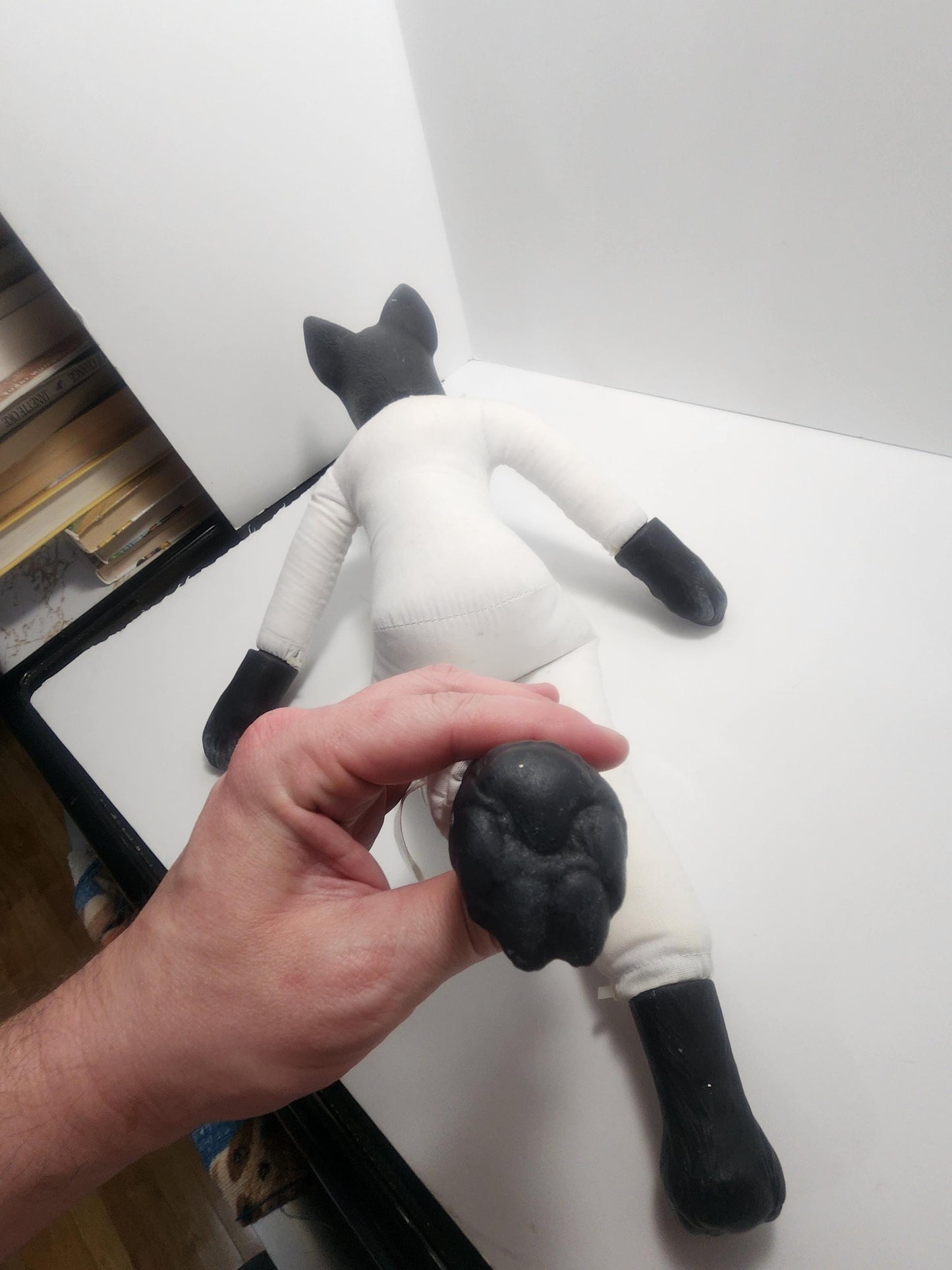 14" Craft and Hobby Wang's Just For Keeps Plush Dog with Porcelain Hands and Feet - Vintage Plush - Dogs - Porcelain - Porcelain Figures