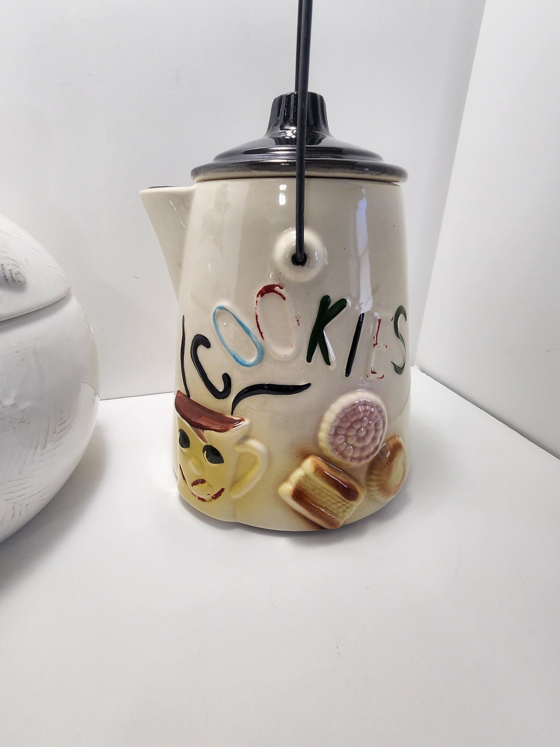 Vintage 1980s Woolrich and Bisque Ceramic Cookie Jars - Cookies - Cookie Jars - Bisque - Woolrich - Unicorn - Horses - Kitchen - Baking