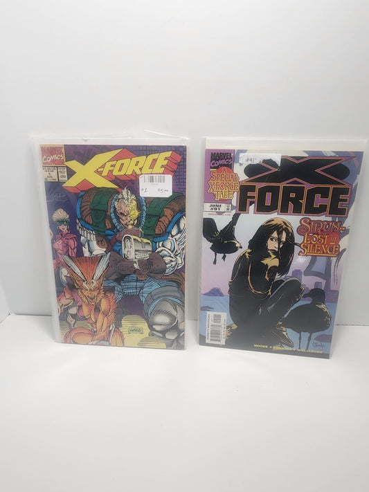 Marvel 1990s X Force Comics #1 1st Issue Lot of 2 - Marvel - Marvel Comics - Vintage Comics - X Force - Marvel X Force - Comic Books