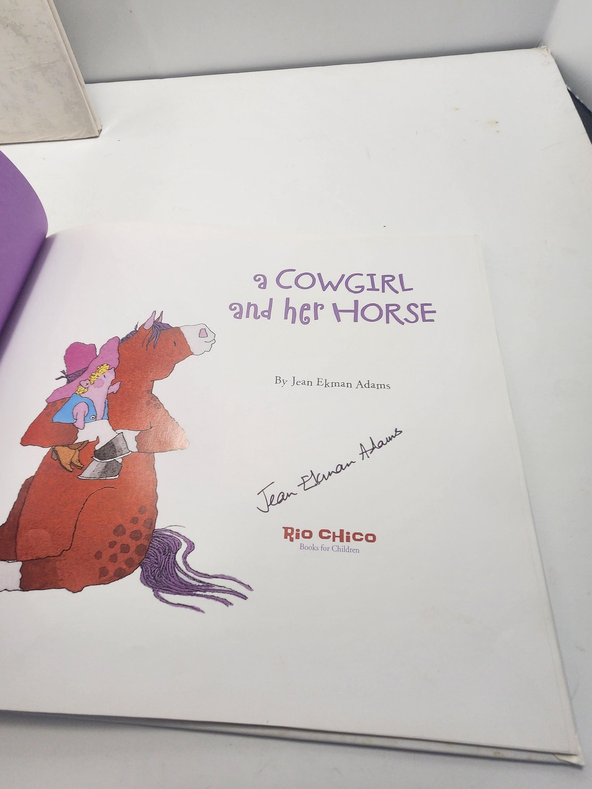 Signed Children's Books Lot of 2 - A Cowgirl And Her Horse By Jean Adam's - The Doggonest Christmas By Richard Stack