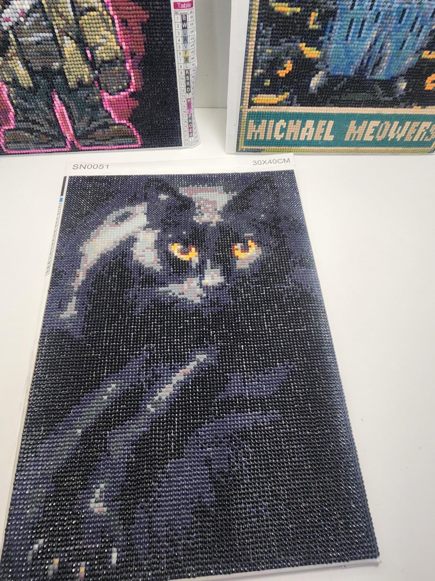 Halloween Special Lot of 3 Diamond Art Wall Decor - Halloween - Decor - Pictures - Diamond Art - Micheal Myers - Jason - Black Cats