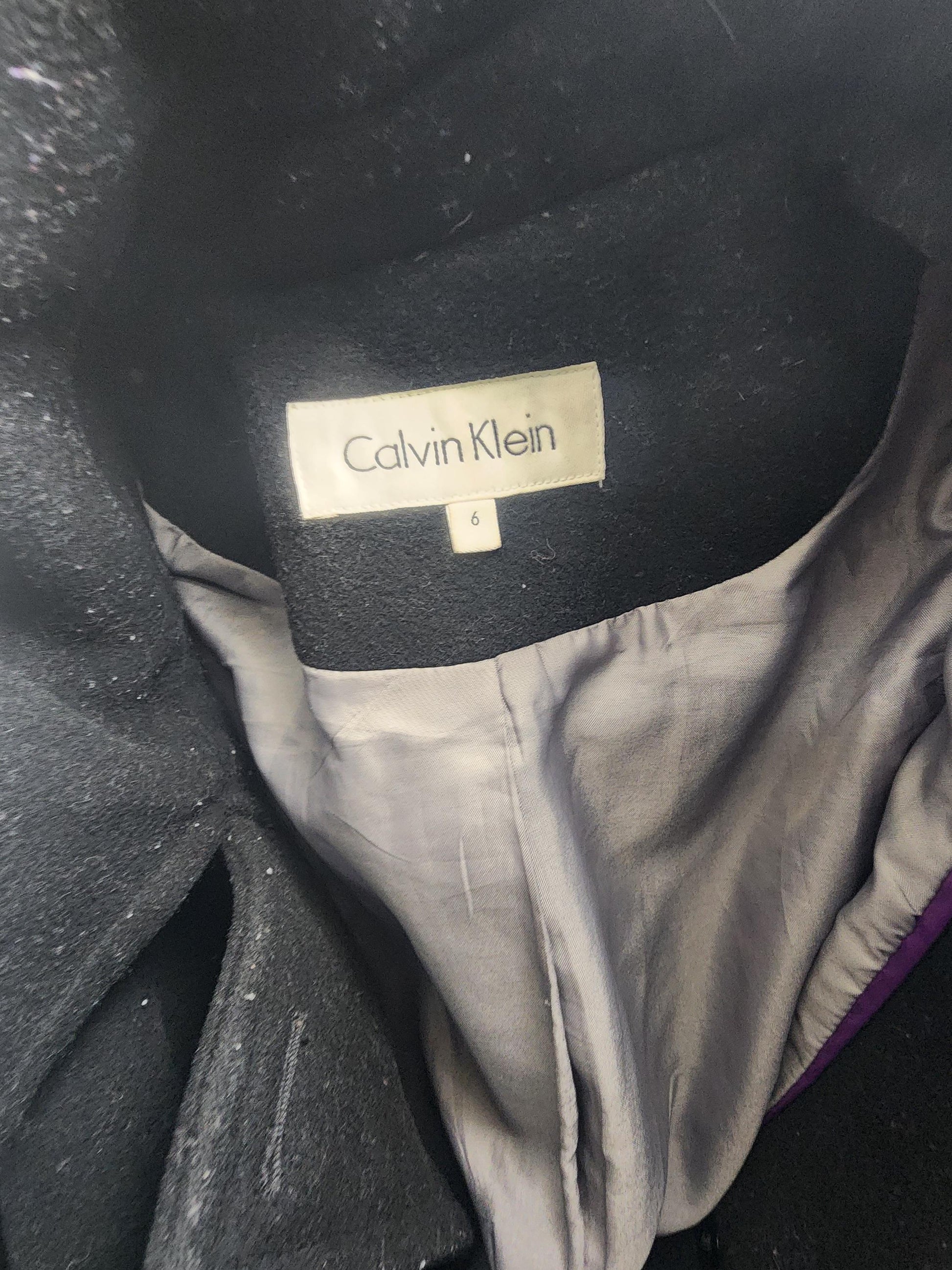 Calvin Kelin Size 6 Wool Charcoal Jacket - Jackets - Clothes - Vintage Jackets - Calvin Klein - Calvin Klein Jacket - Wool Jacket