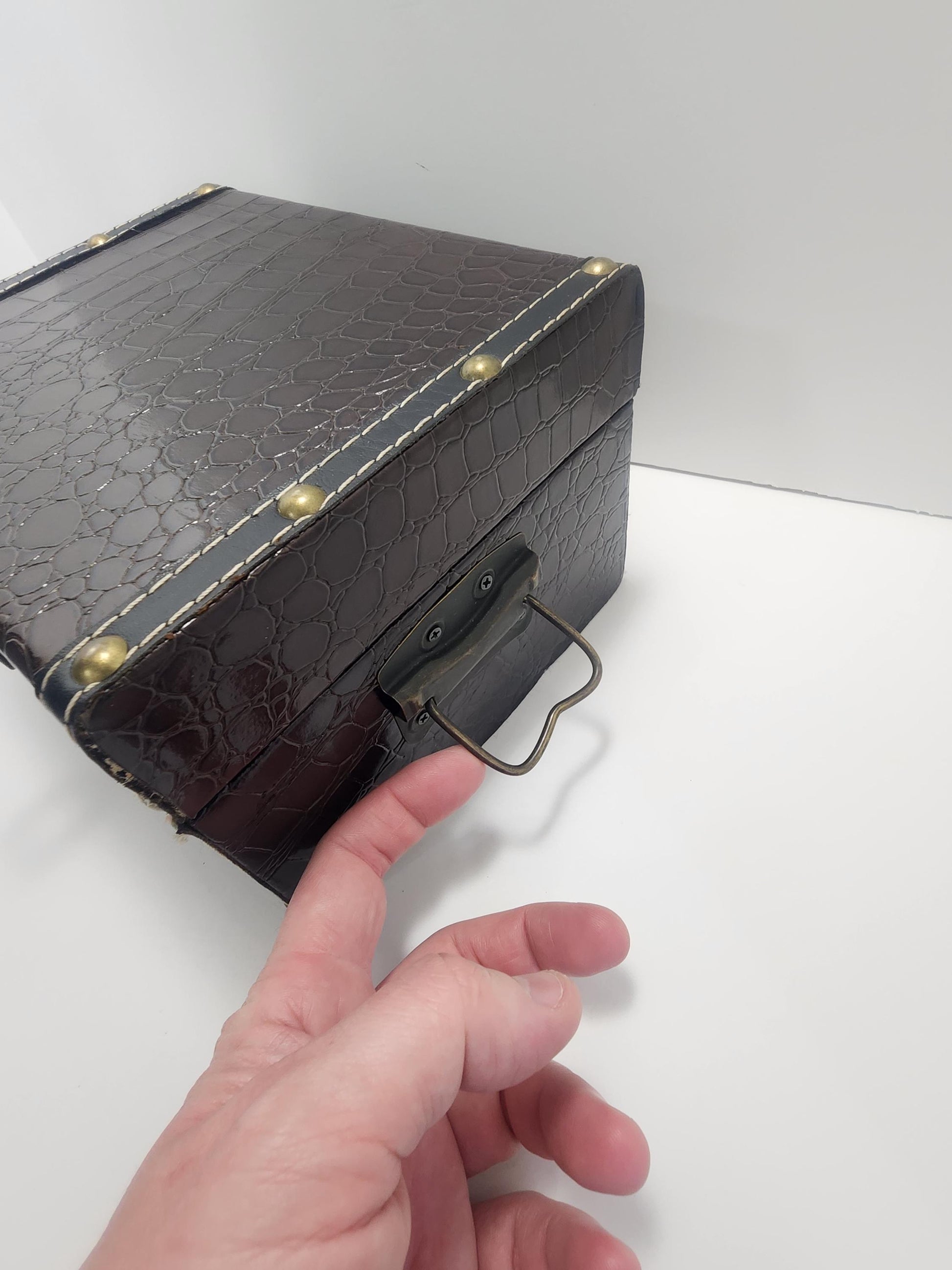 Vintage Black Big Sized Trinket Box - Trinkets - Boxes - Trinket Box - Possible Faux Or Alligator