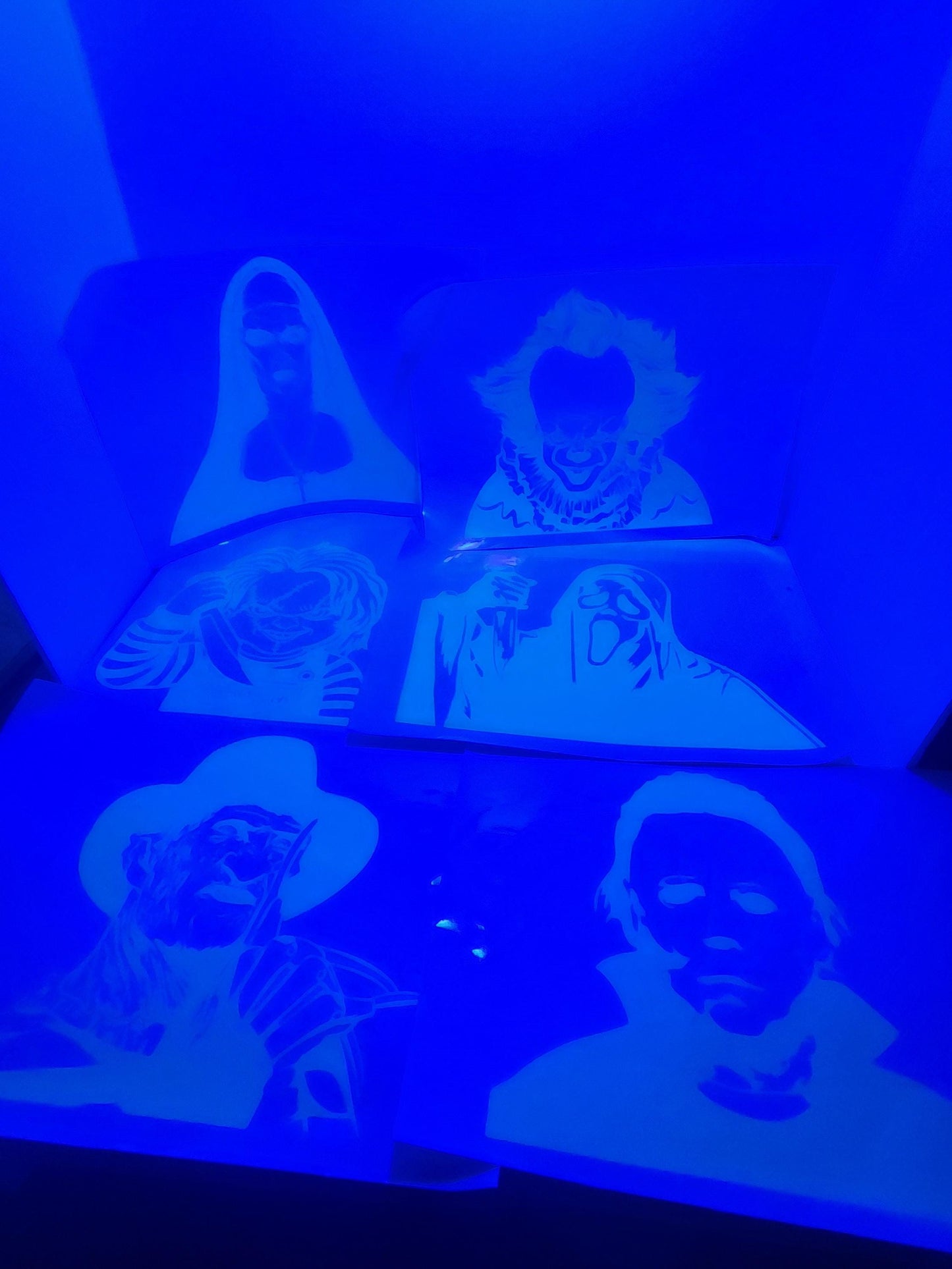 Halloween Characters Lot of Blacklight Glow In Dark Decal Stickers - Blacklight - Glow In Dark - Haunted House - Jason - Freddy Krueger