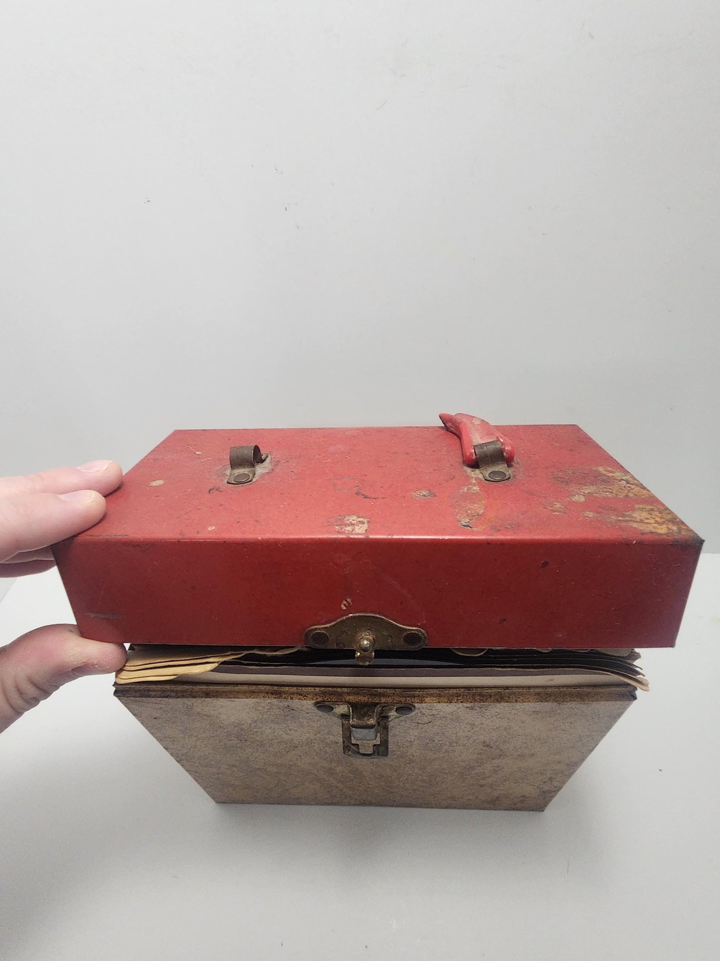Lot Of 45 Vinyl Records With Metal Vintage Storage Case - Vinyl - Vinyl Records - Records - 45 - 45s - 45 Records - Storage Box - Antiques