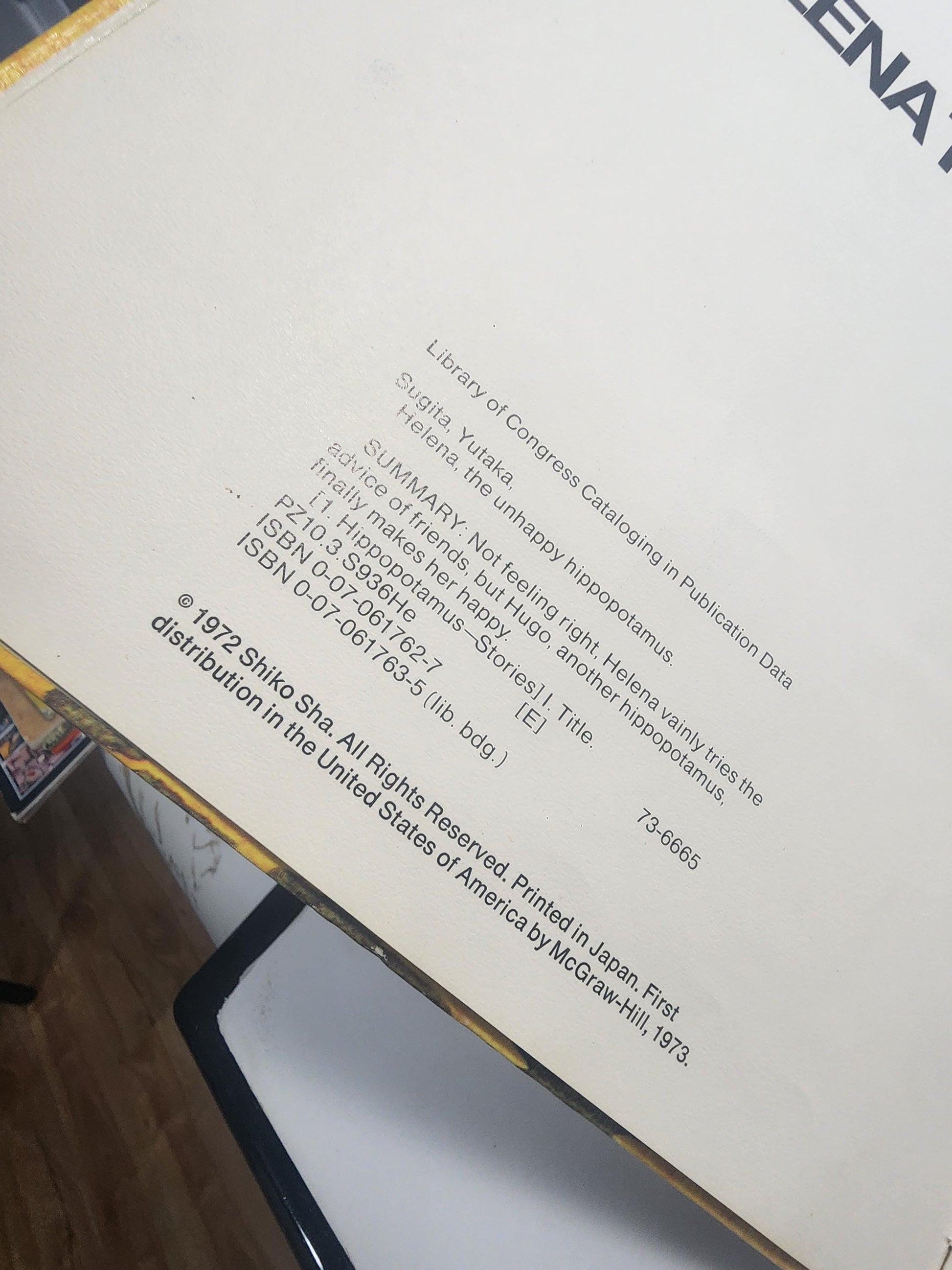 Helena The Unhappy Hippopotamus Yutaka Sugita - Dinotopia - Children's Books - Vintage Books - Hippopotamus - Kids Books - Famous Books