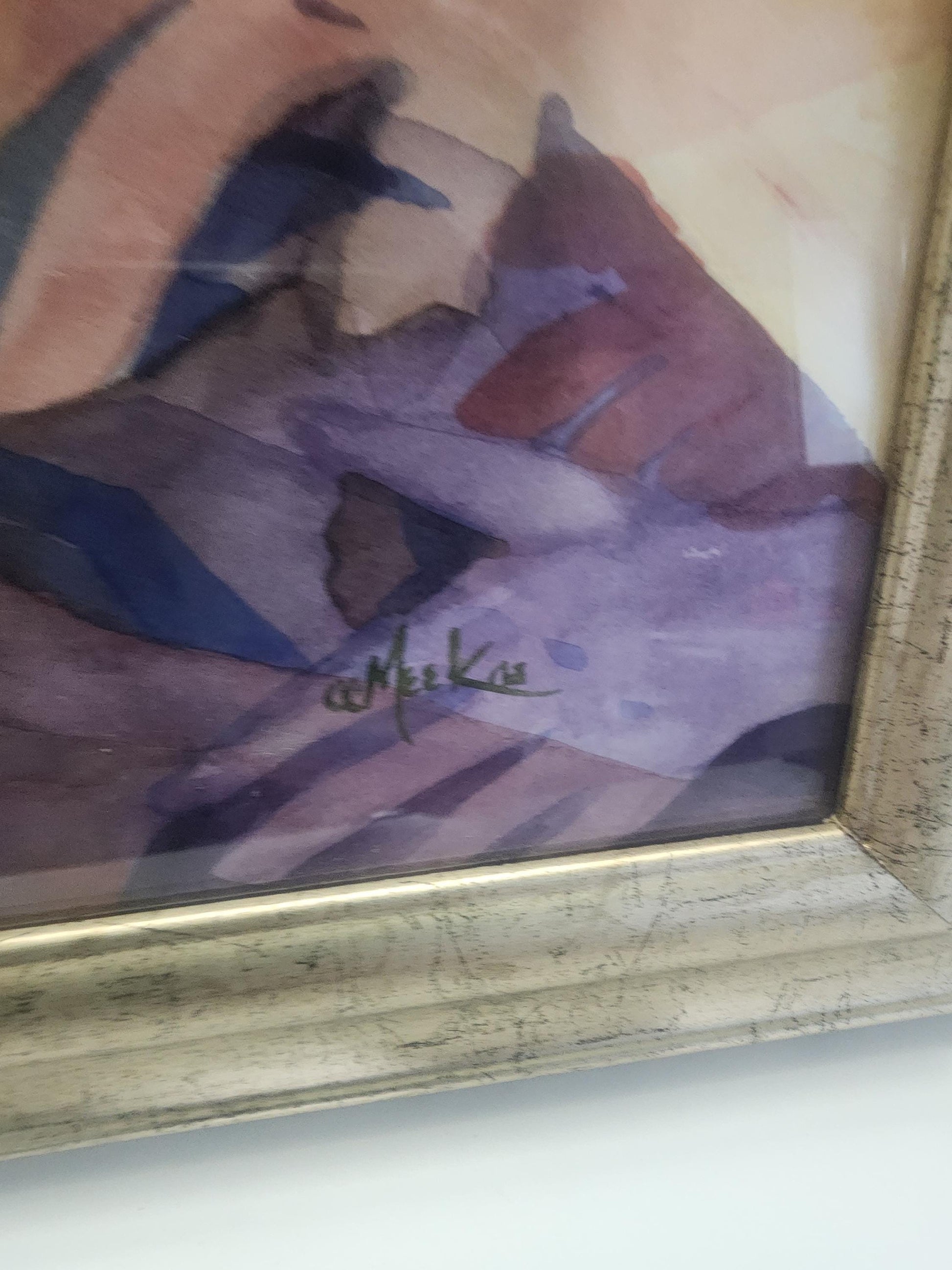 Mid Century Hands Over Hands Painting in Golden Colored Vintage Frame - Framed Art - Art - Hands - Hands Paintings - Paintings - Mid-century