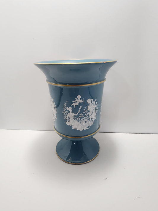 Italian Florentine Pottery Blue Vase - Vase - Pottery - Italian Pottery - Italian - Florentine - Florentine Pottery
