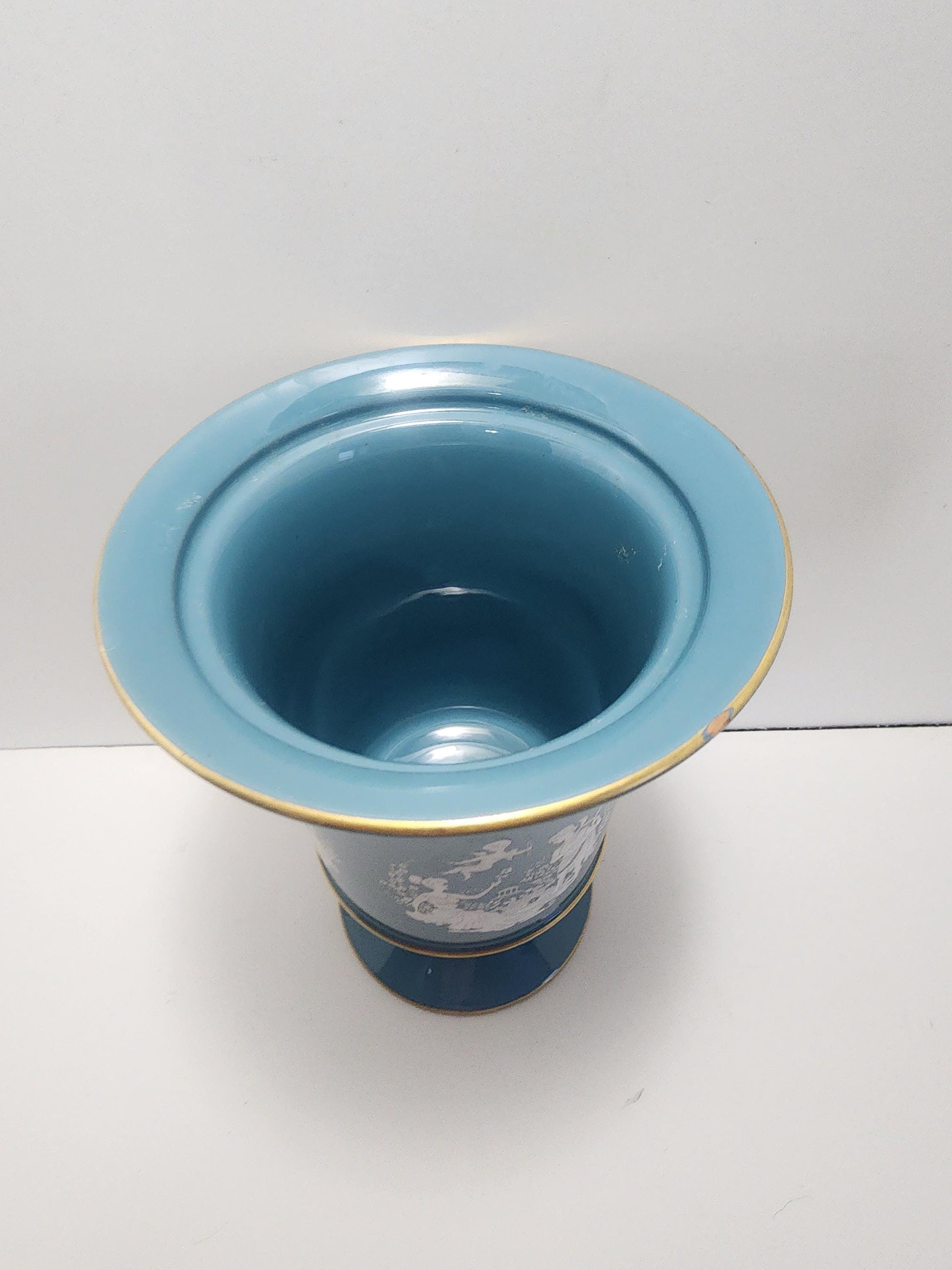 Italian Florentine Pottery Blue Vase - Vase - Pottery - Italian Pottery - Italian - Florentine - Florentine Pottery