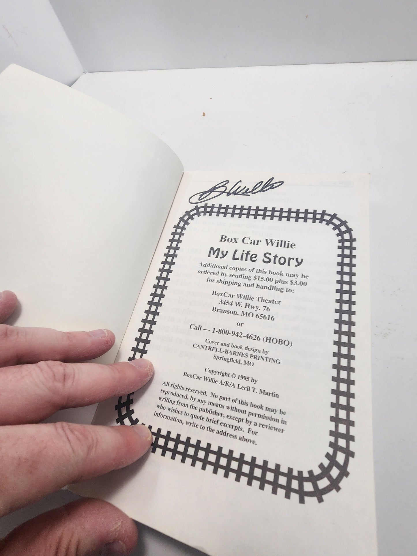 BoxCar Willie 1995 My Life Autographed Copy - Autographed - Autographed Books - Autobiography - Box Car Willie - Boxcar Willie