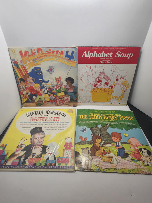 Vinyl Records Lot of 4 Children's Music 1960s 1980s - Vinyl - Records - Vinyl Records - Music - Kids Music - Alphabet Soup - Captain Kangaro