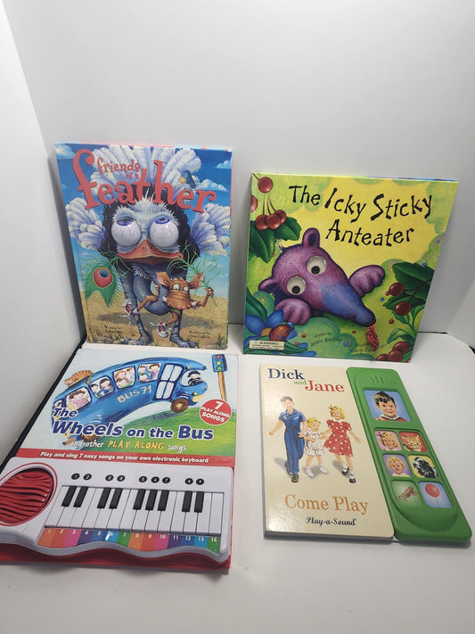Childrens Interactive Books Lot of 4 - Educational Books - Kids Books - Children's Books - Interactive Books - Anteatter - Wheels On The Bus