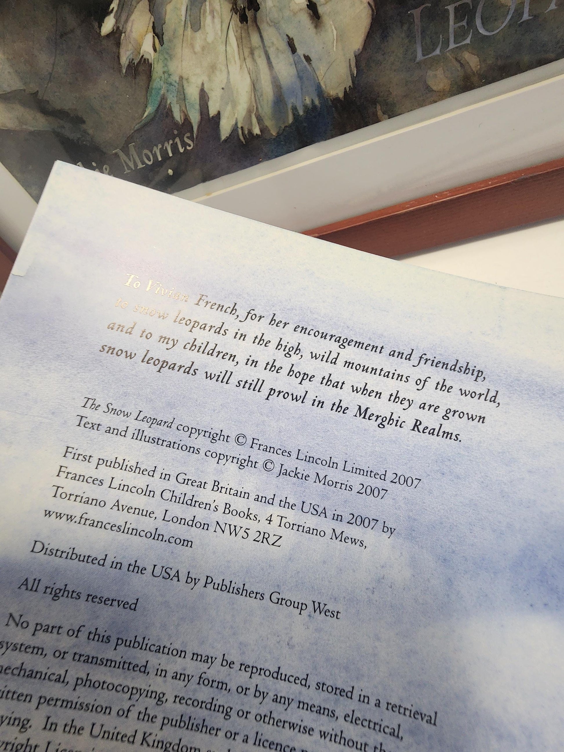 The Snow Leopard By Jackie Morris With Framed Photo Art & Book - Children's Books - Famous Books - Animals - Animal Decor - Snow Leopard