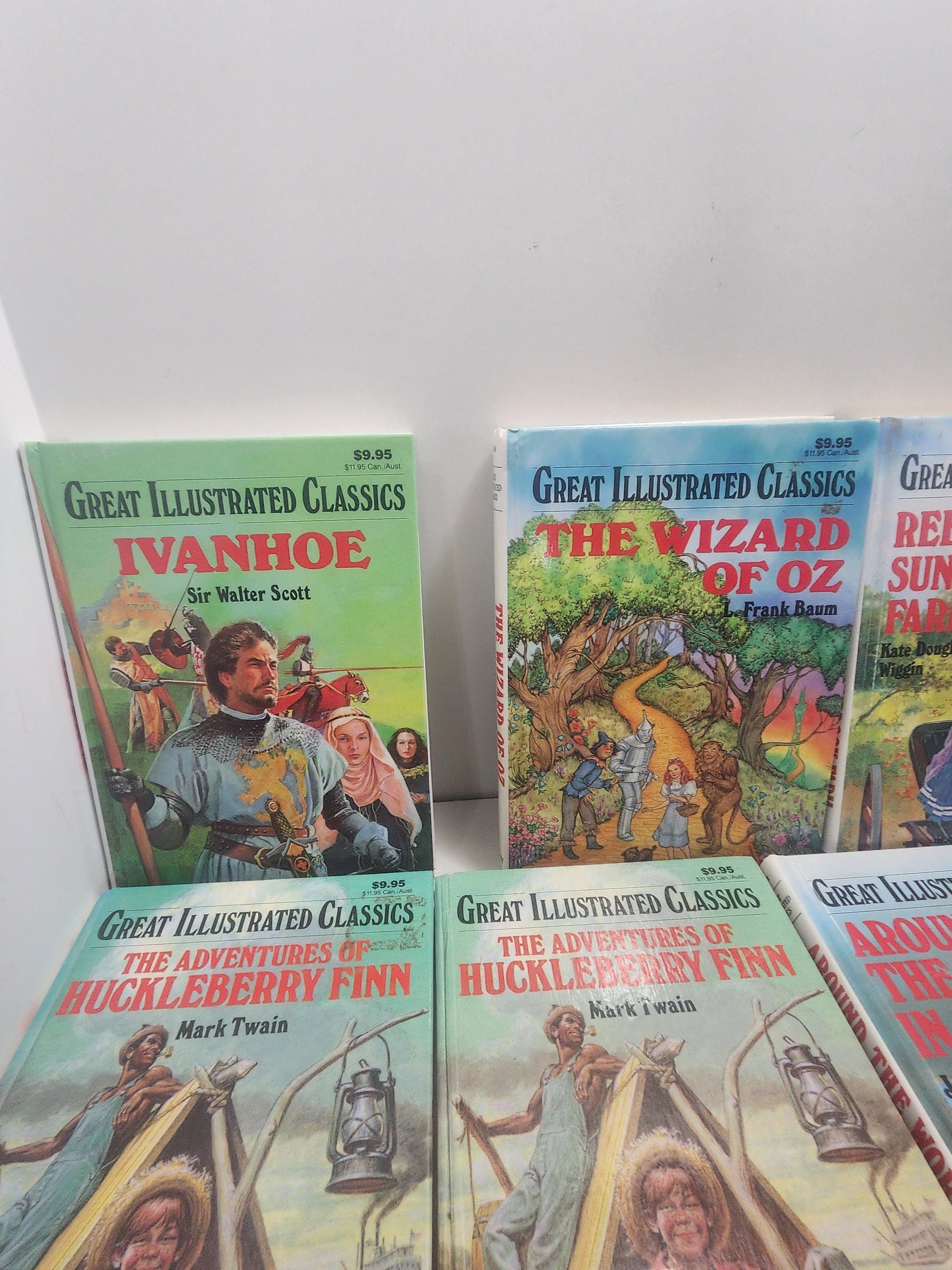 Great Illustrated Classics Books - Book Sets - Classic Books - Children's Books - Vintage Books - Mark Twain - Wizard Of Oz - Tom Sawyer