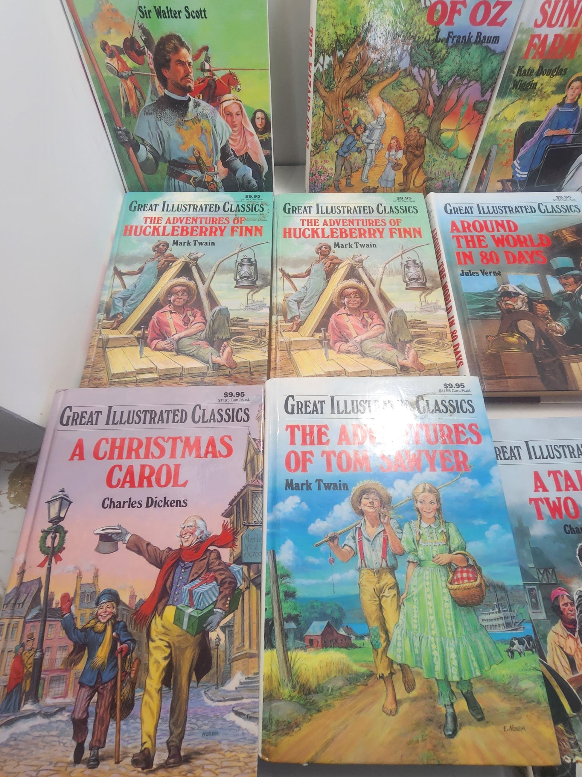 Great Illustrated Classics Books - Book Sets - Classic Books - Children's Books - Vintage Books - Mark Twain - Wizard Of Oz - Tom Sawyer