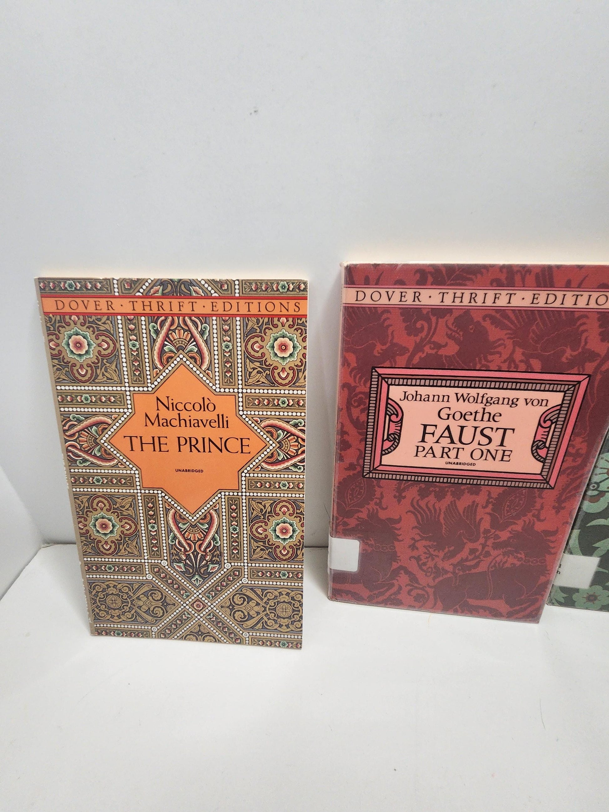 1994 Dover Thrift Edition Book Lot of 3 - Dover Thrift - Dover Thrift Books - Vintage Books - Poems - Faust - The Prince - Johann Wolfgang