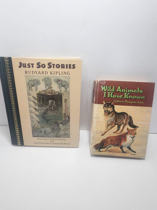 Animals Story Books Vintage Lot of 2 - The Animals I Have Known - Ernest Senton - Just So Stories - Children's Books - Animals - Animal Book