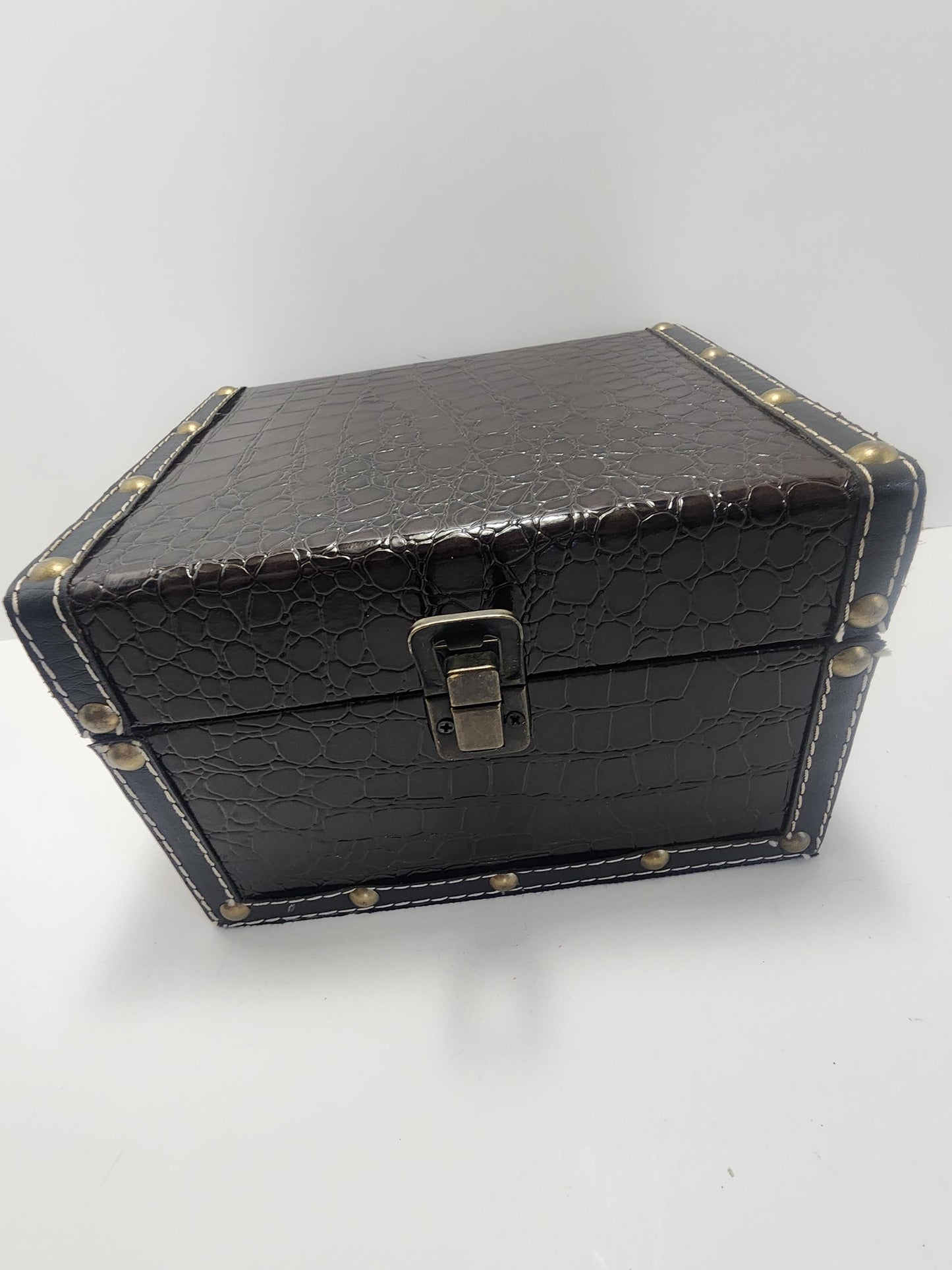 Vintage Black Big Sized Trinket Box - Trinkets - Boxes - Trinket Box - Possible Faux Or Alligator