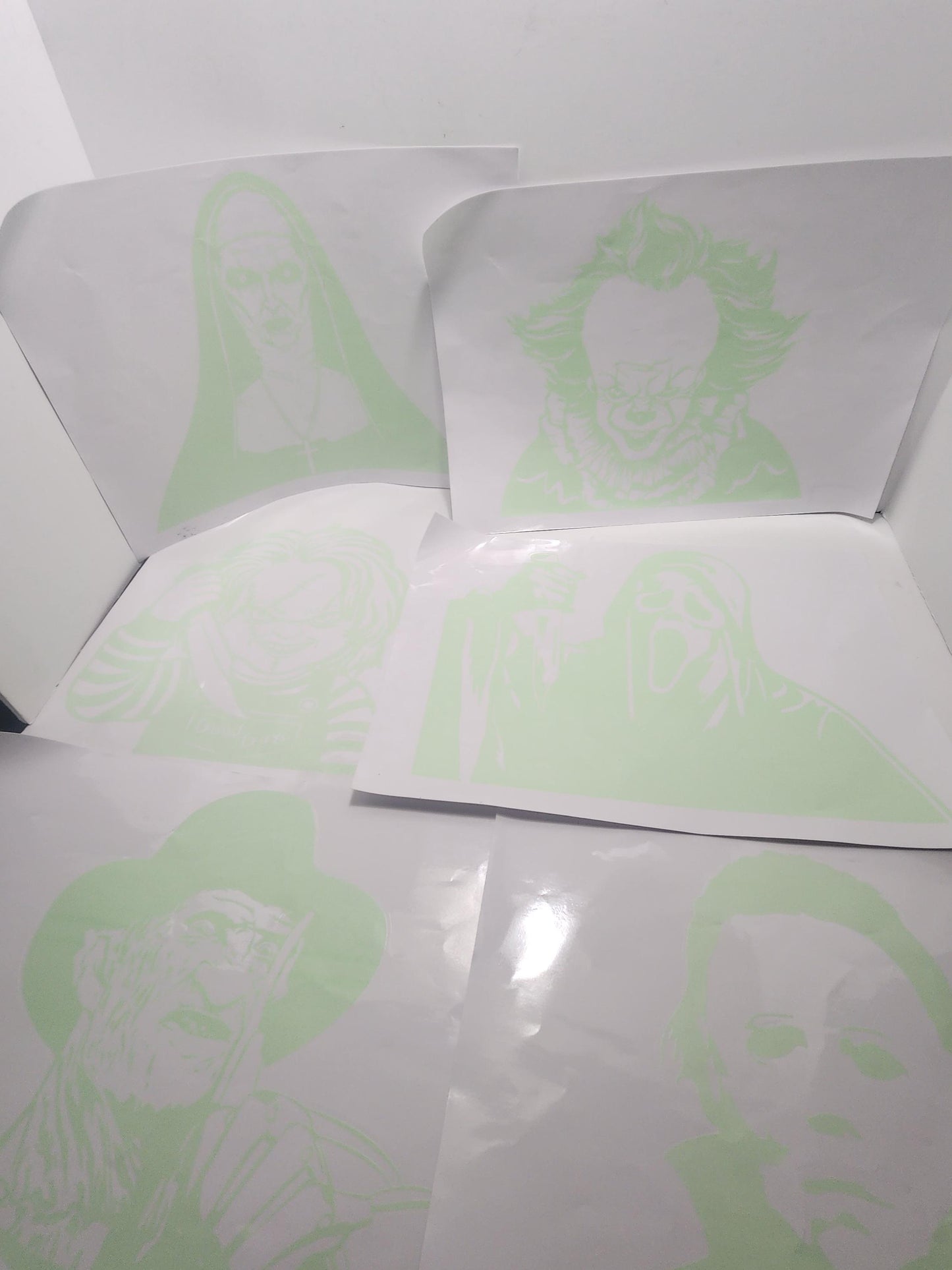 Halloween Characters Lot of Blacklight Glow In Dark Decal Stickers - Blacklight - Glow In Dark - Haunted House - Jason - Freddy Krueger