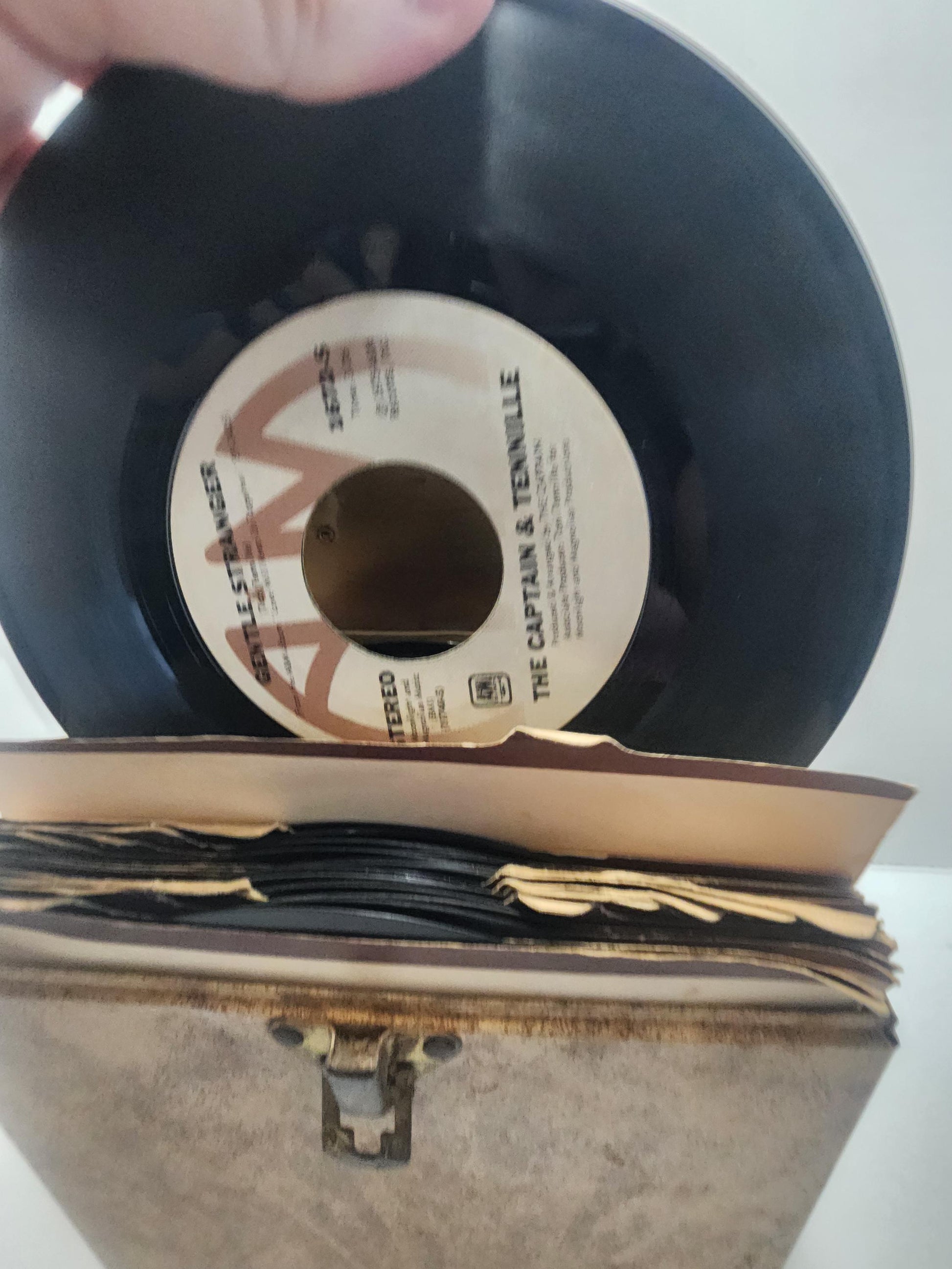 Lot Of 45 Vinyl Records With Metal Vintage Storage Case - Vinyl - Vinyl Records - Records - 45 - 45s - 45 Records - Storage Box - Antiques