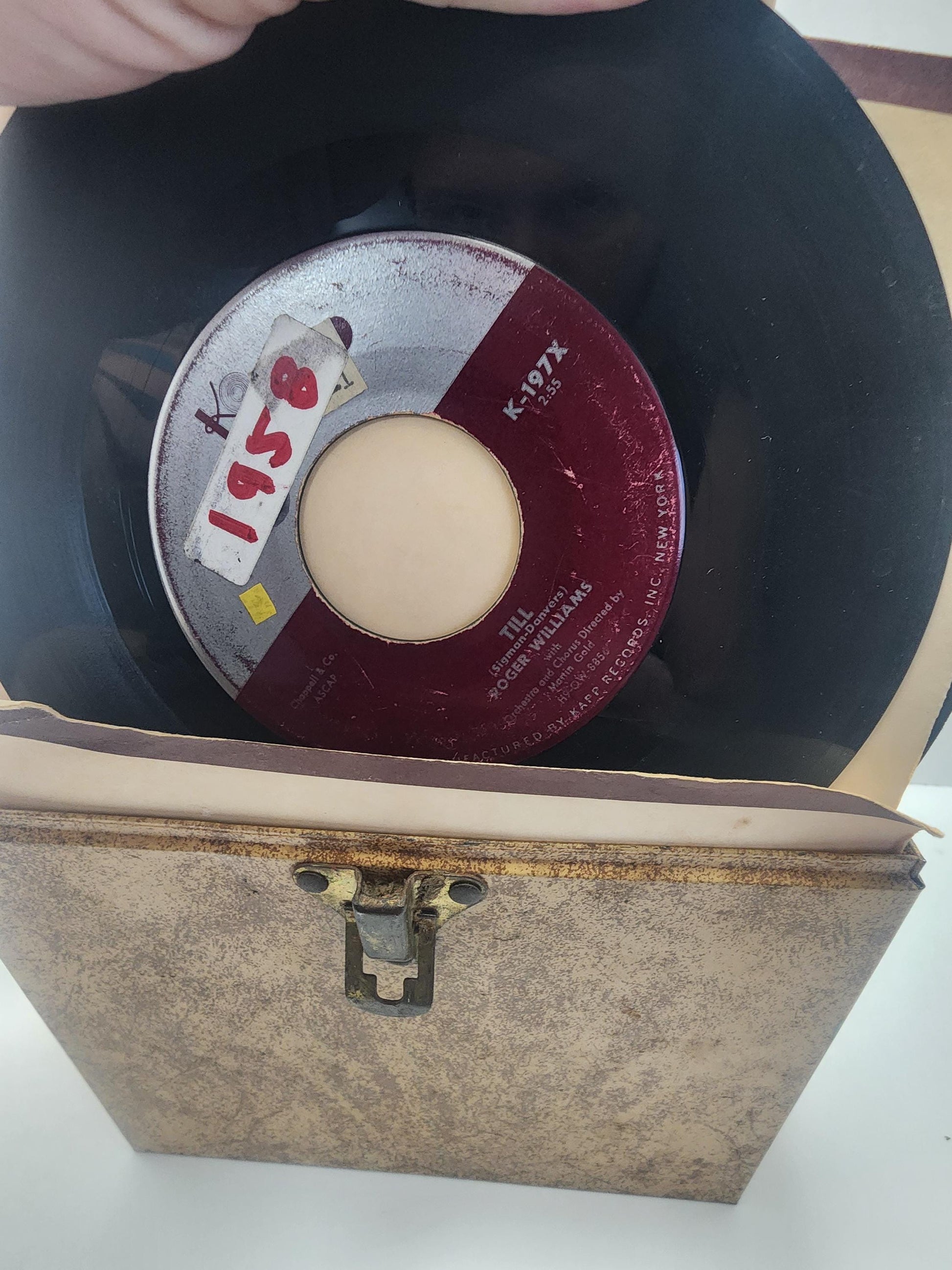 Lot Of 45 Vinyl Records With Metal Vintage Storage Case - Vinyl - Vinyl Records - Records - 45 - 45s - 45 Records - Storage Box - Antiques