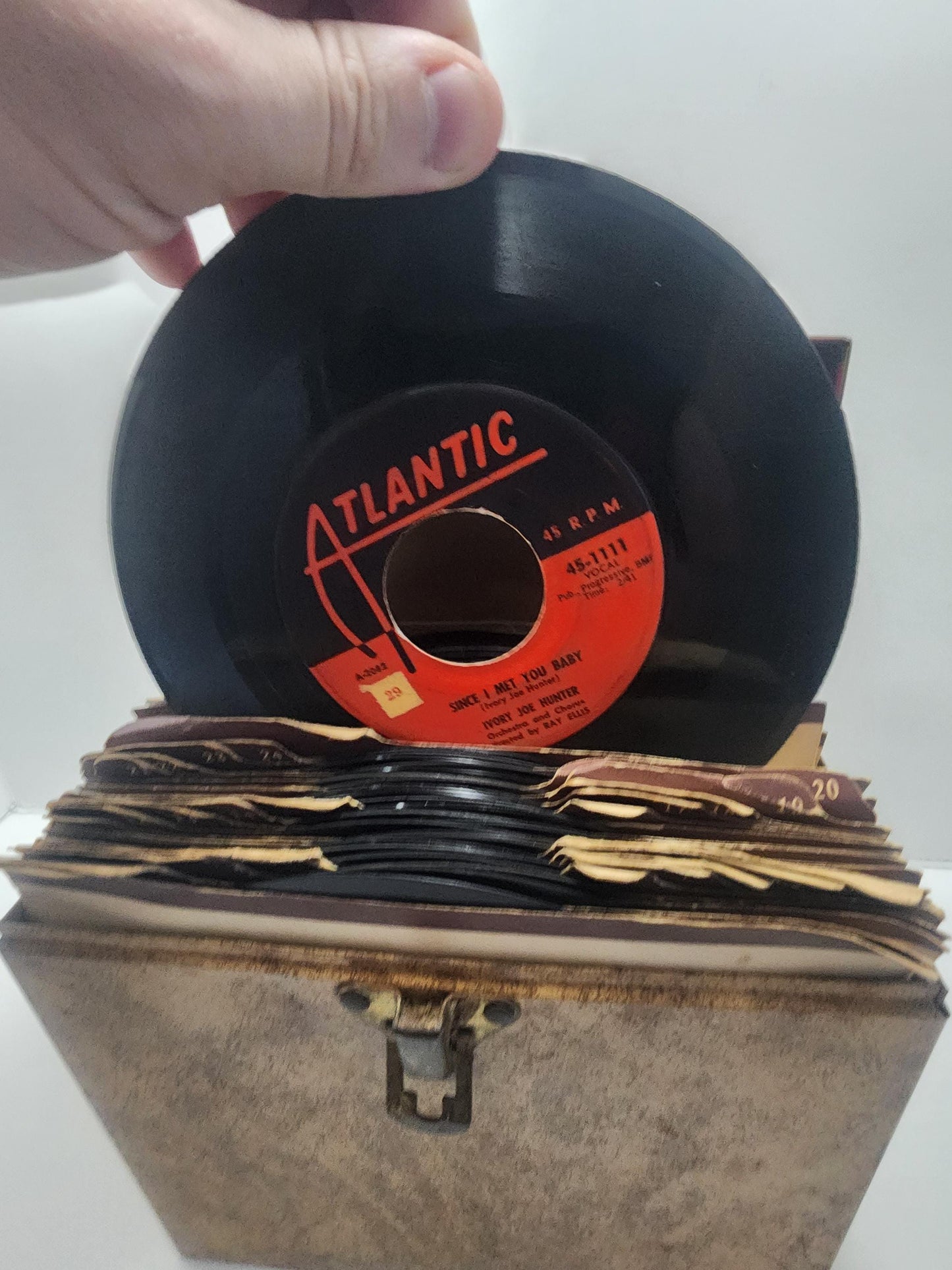 Lot Of 45 Vinyl Records With Metal Vintage Storage Case - Vinyl - Vinyl Records - Records - 45 - 45s - 45 Records - Storage Box - Antiques