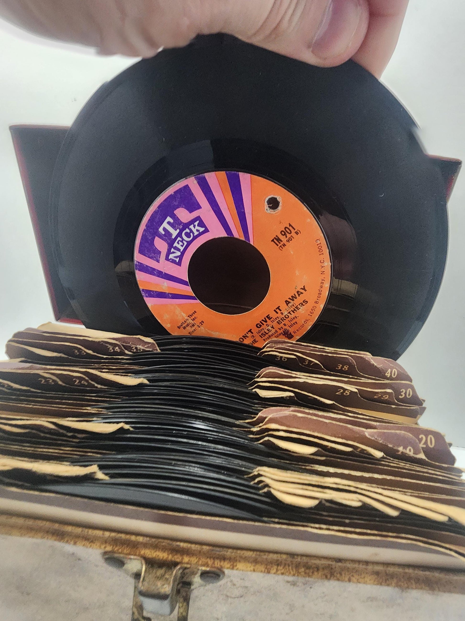 Lot Of 45 Vinyl Records With Metal Vintage Storage Case - Vinyl - Vinyl Records - Records - 45 - 45s - 45 Records - Storage Box - Antiques