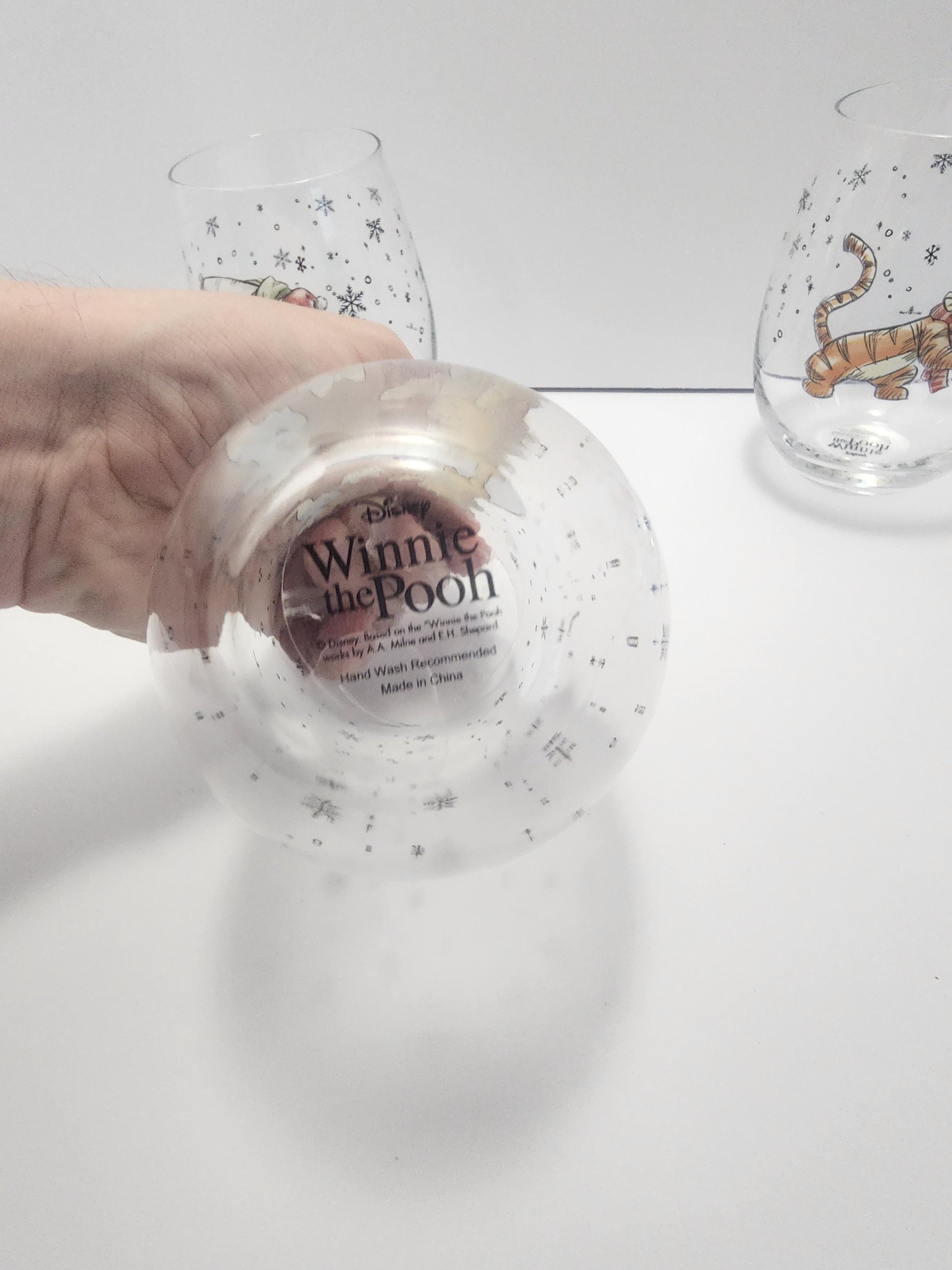 Disney Winnie The Pooh Christmas Edition Glasses Set of 4 - Character Glasses - Winnie The Pooh - Eeyore - Tigger - Christmas - Wine Glasses