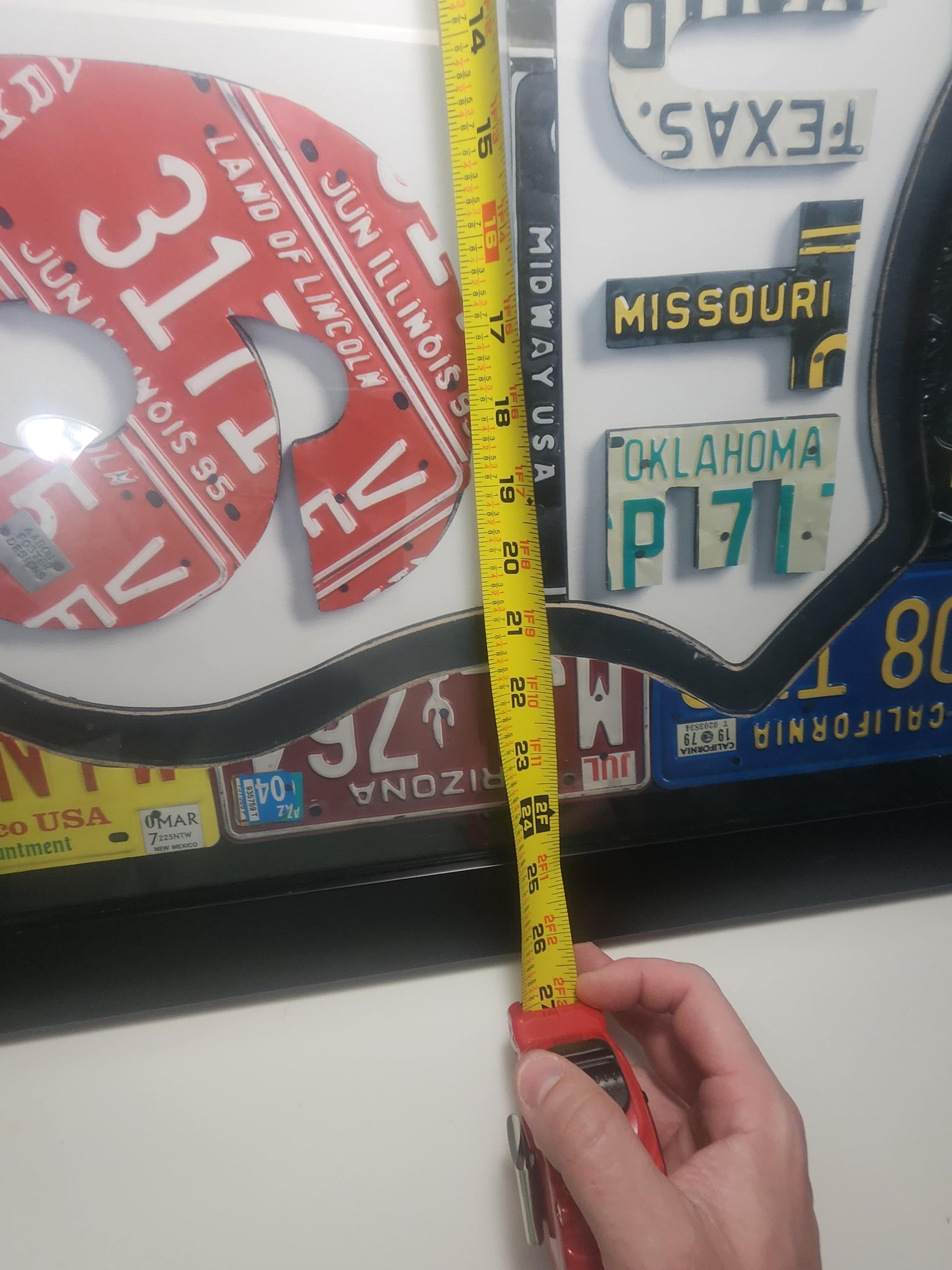 Aaron Foster World Market Route 66 Framed License Plates Art Decor - Pictures - Picture Framed - Garage - Man Cave - Route 66 - License Plat