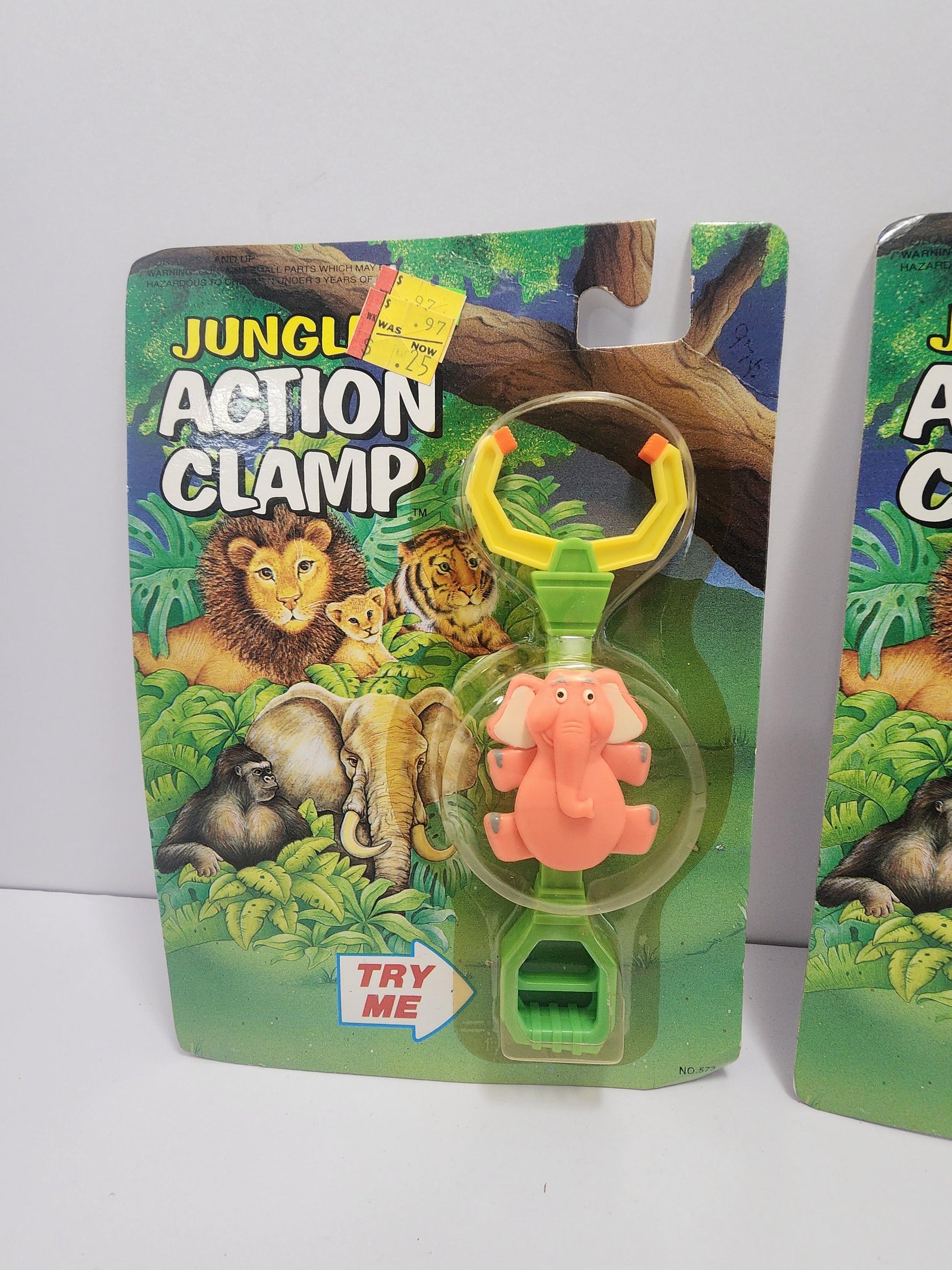 Animal Jungle Action Clamp 1980s SEALED Lot of 2 - Animals - Animal Toys - Pretend Play - Jungle Toys - Jungle Action - Vintage Toys
