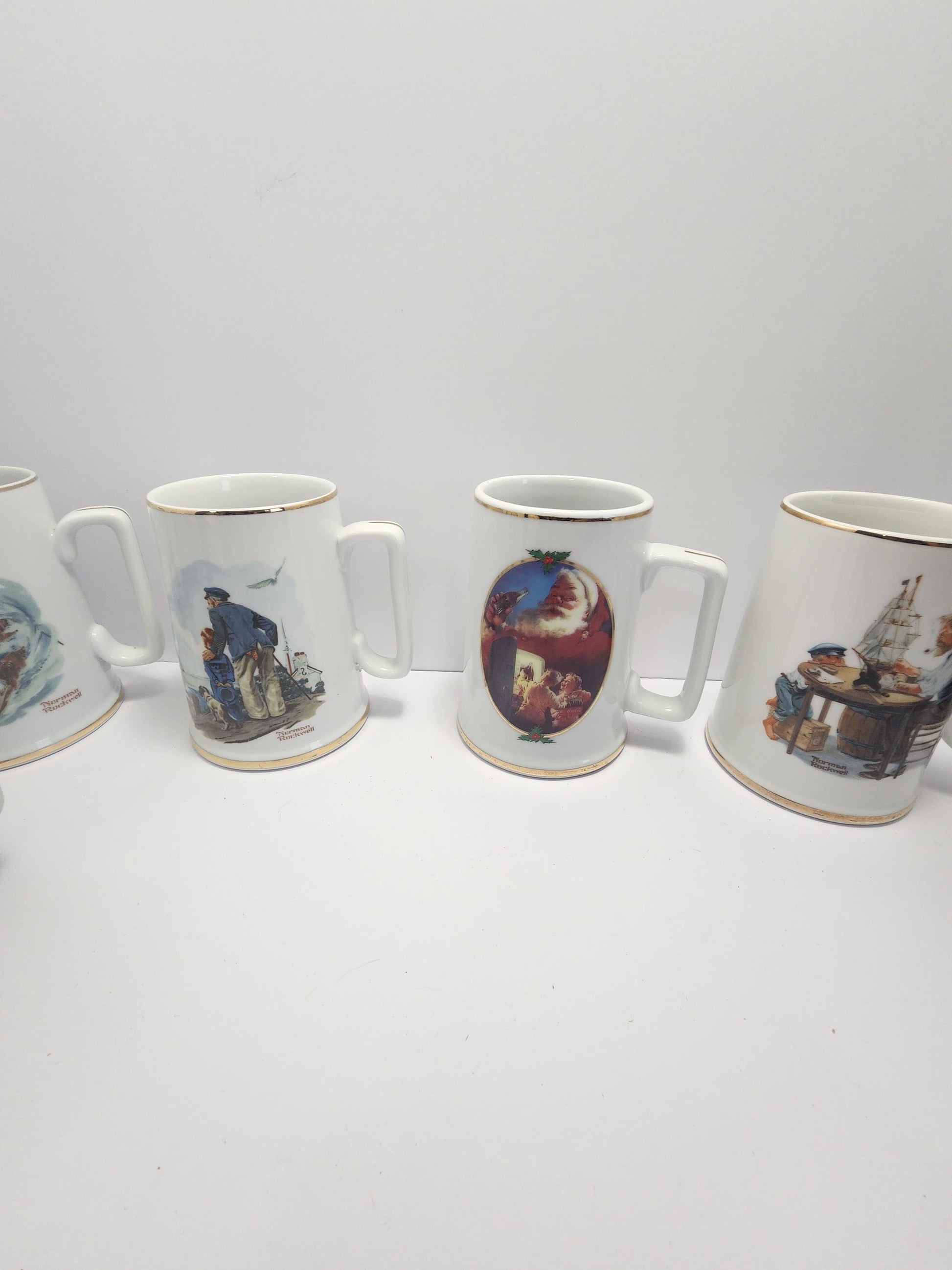 Norman Rockwell Coffee Mugs Lot of 2 - Mugs - Coffee - Coffee Mugs - Holidays - Christmas - Christmas Mugs - Santa - Norman Rockwell