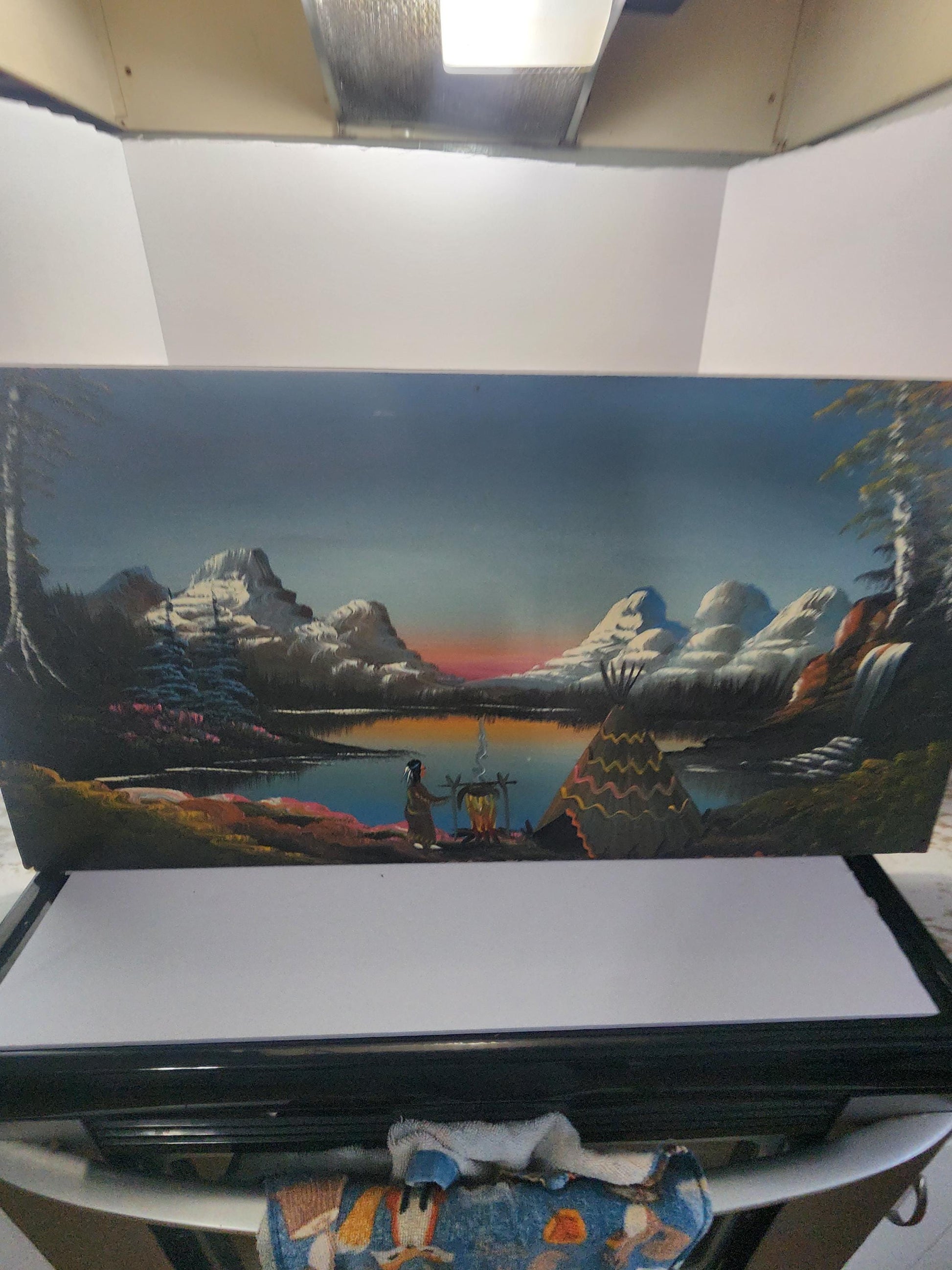 Beautiful Burdette Hand Painted Lake Mountains Scenery - Paintings - Hand Painted - Wall Decor - Art - Mountains - Lakes