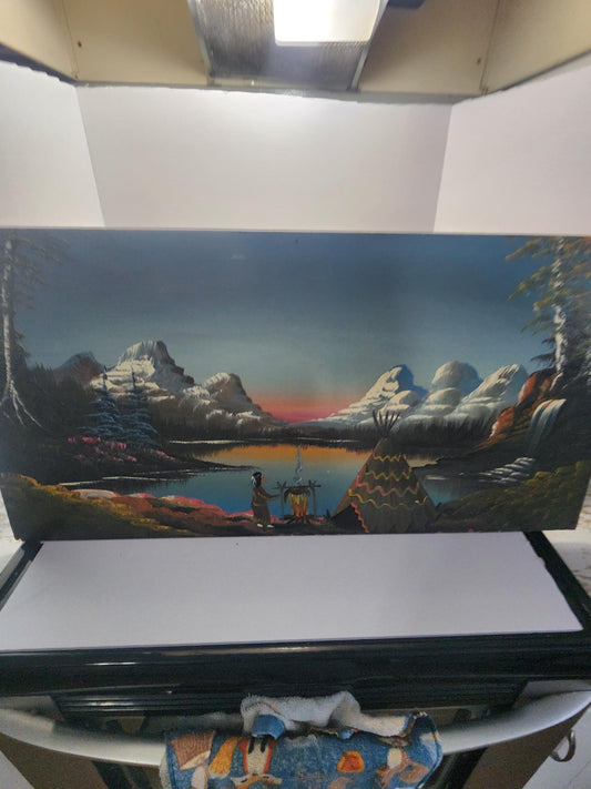 Beautiful Burdette Hand Painted Lake Mountains Scenery - Paintings - Hand Painted - Wall Decor - Art - Mountains - Lakes