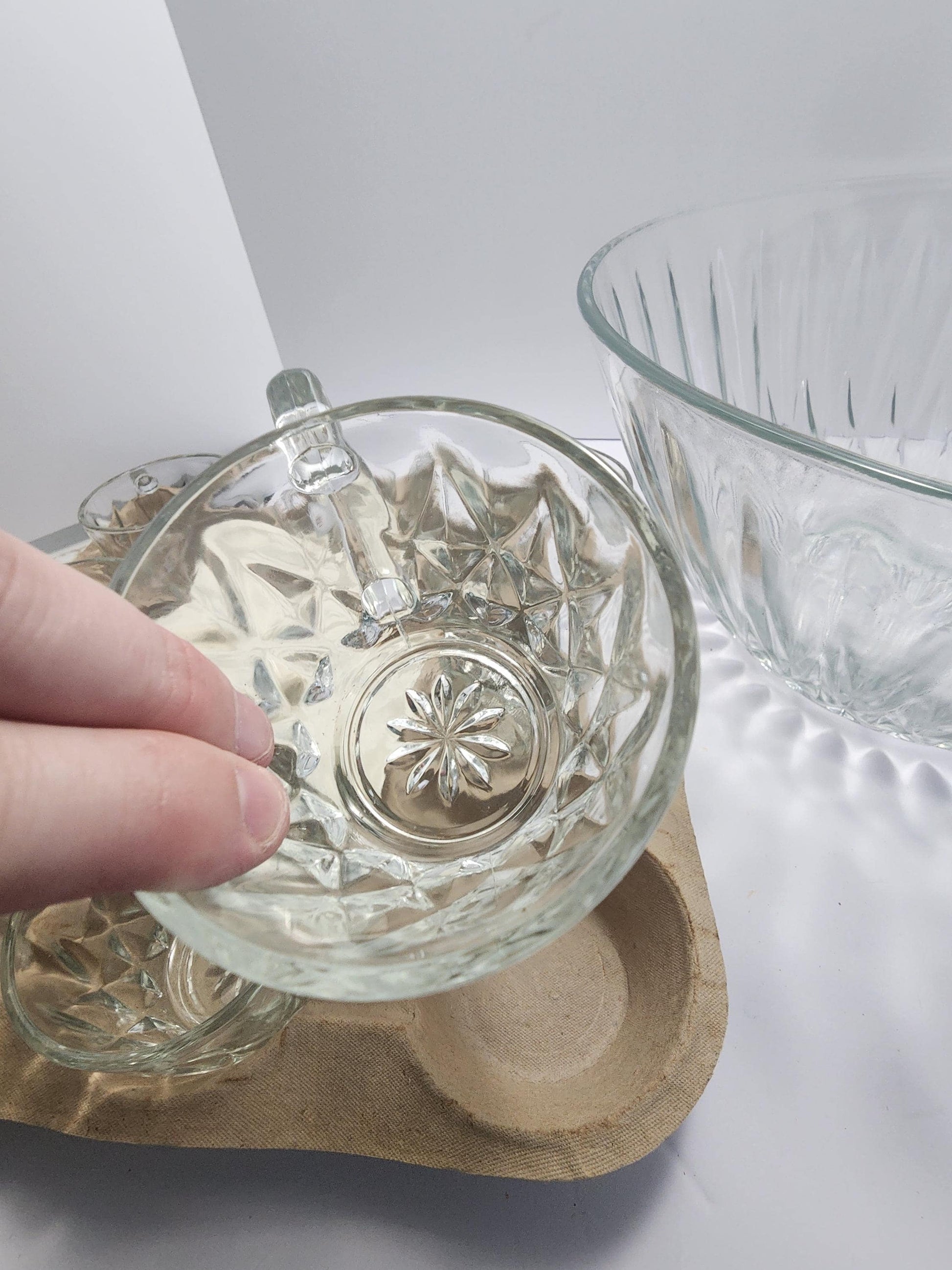 Anchor Hocking Crown Point Complete 12 Piece Set Punch Bowl Laddle Cups - Anchor Hocking - Crowne Point - Punch Bowls - Glass Set - Kicthen